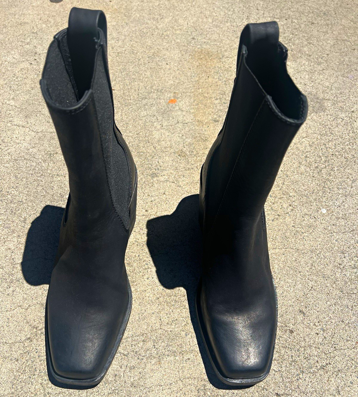 rag & bone Women’s Black Leather Chelsea Ankle Boots Square Toe 7.5 M Italy