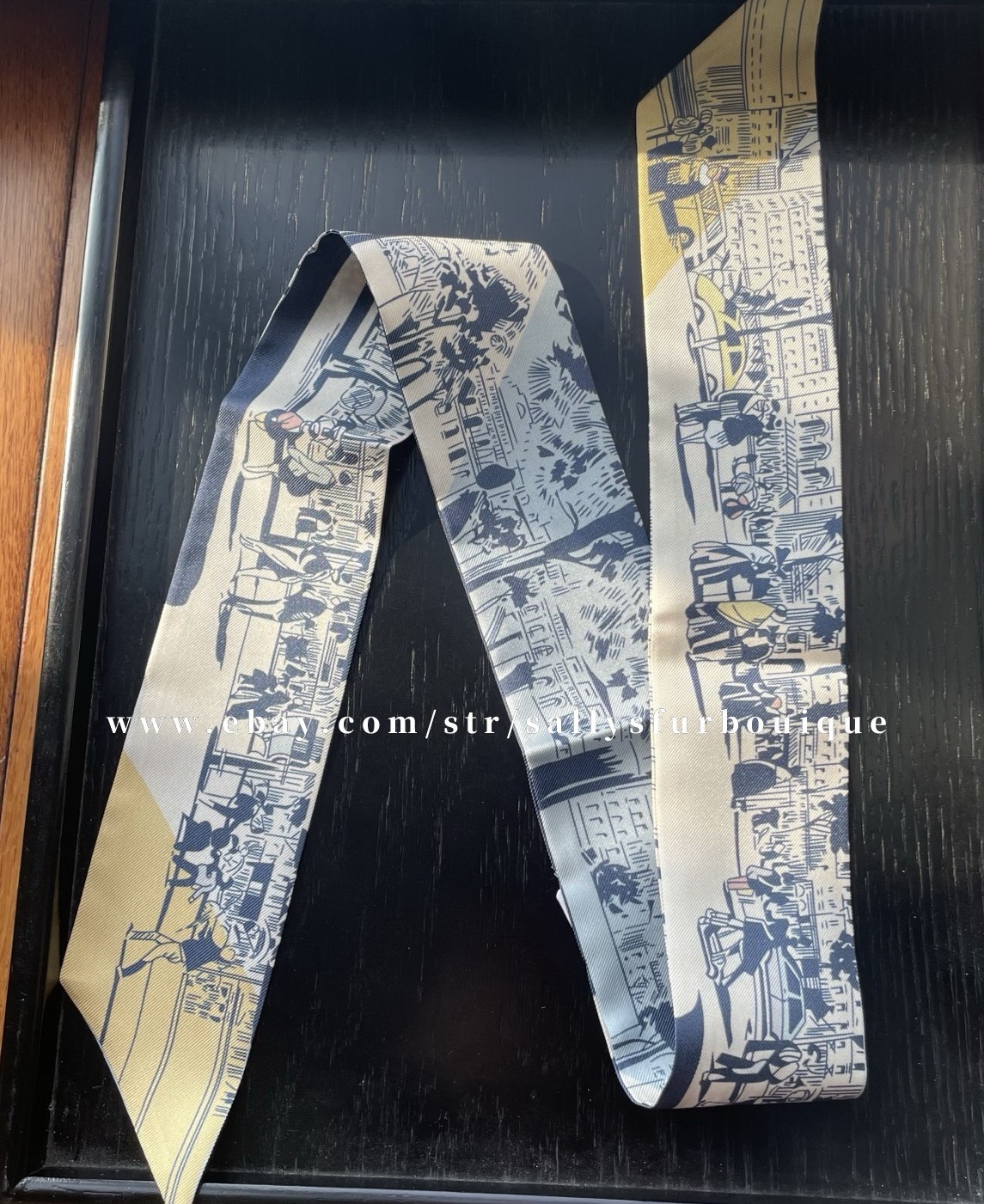 Quality 18 Momme Twill Silk Scarf Ribbon Street Print Necktie Headband 33″*2″