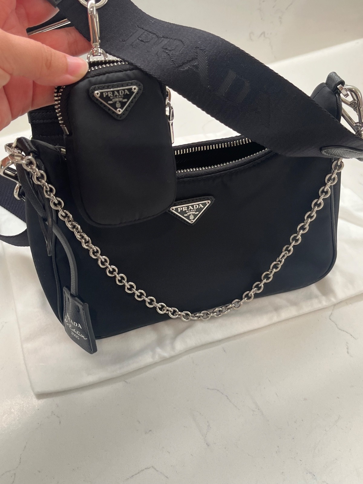AUTHENTIC PRADA Re-Edition 2005 Nylon Shoulder Bag/Crossbody in Black