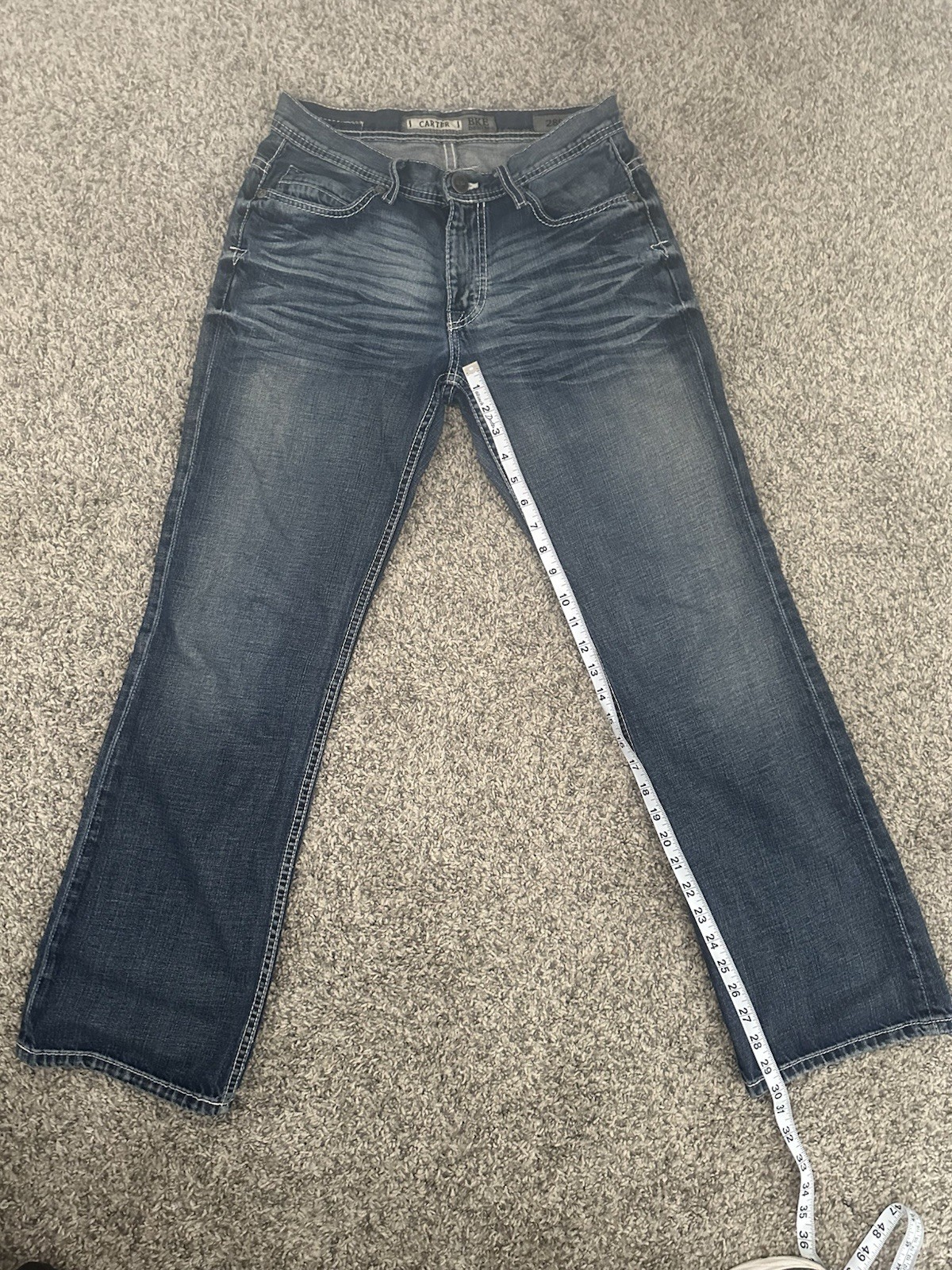 BKE Men’s Blue Straight Leg Denim Jeans Regular Fit Mid Rise Button 5-Pocket
