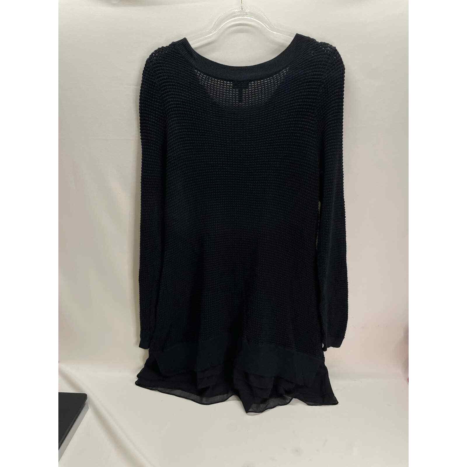 Logo by Lori Goldstein Black Knit Sweater Mixed Medium Size Large Comfy Warm