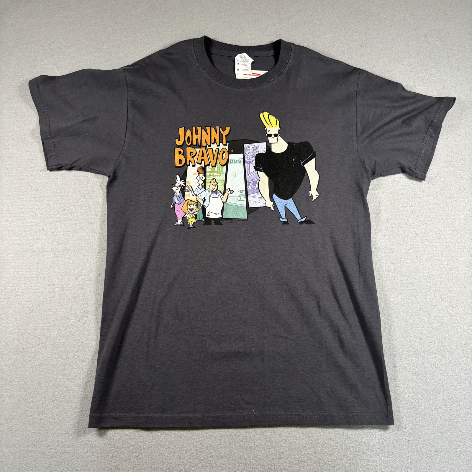 Johnny Bravo T-Shirt Men’s M Gray Cartoon Network TV Show Promo Vintage Y2K