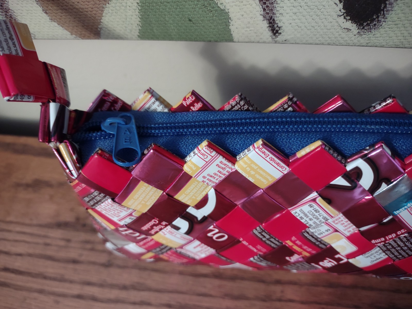 Nahui Ollin Candy Wrappers Shoulder Bag Red Pink Mexico Zipper Purse