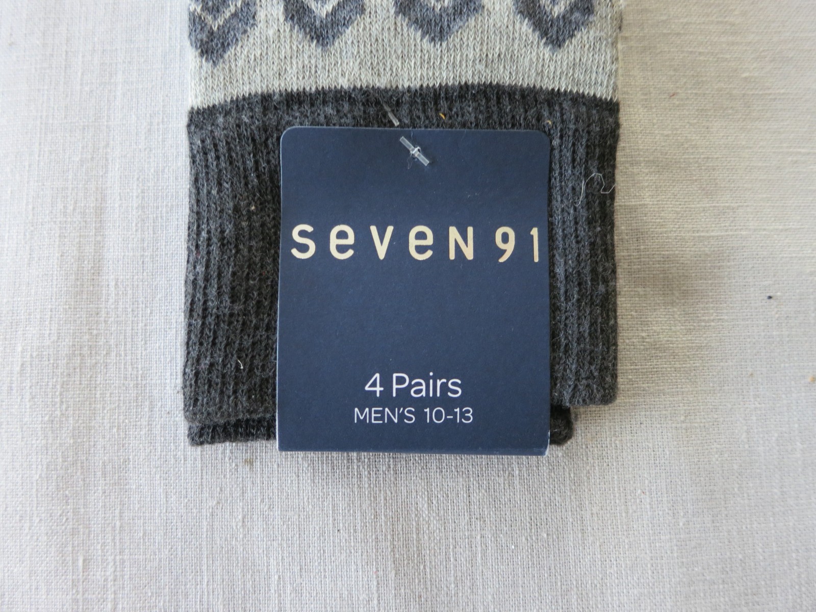 Seven91 Men’s Crew Socks, Black and Grey Pattern, Men’s 10-13, New