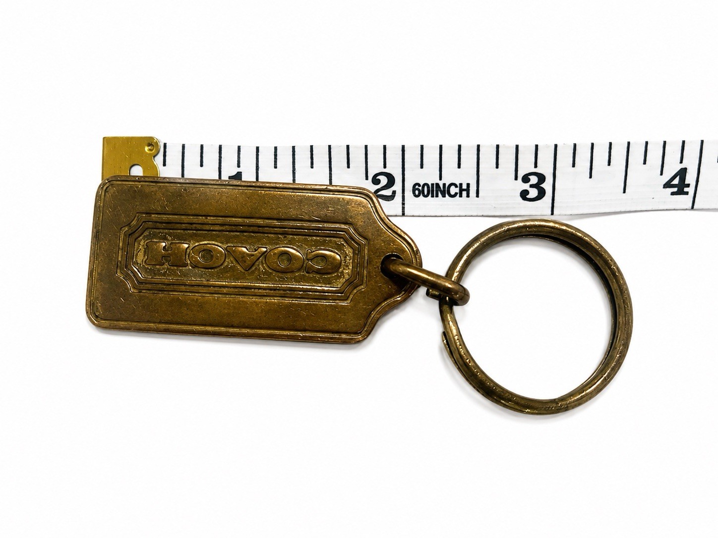 Vtg Coach Brass Metal double side Bag Charm Keychain/ Hang Tag