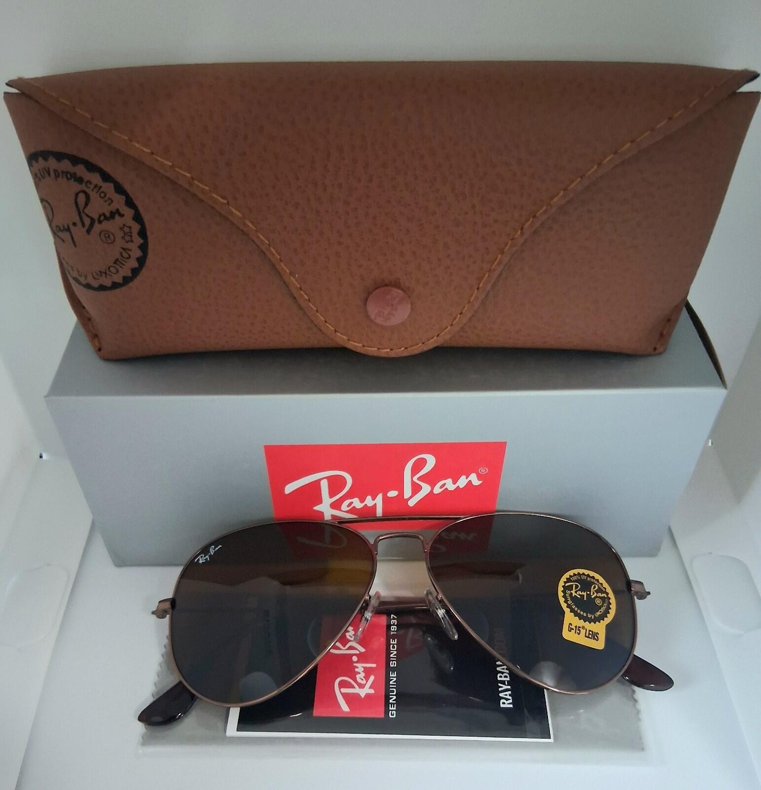 Ray-Ban Brown RB3025 58mm Aviator Sunglasses authentic