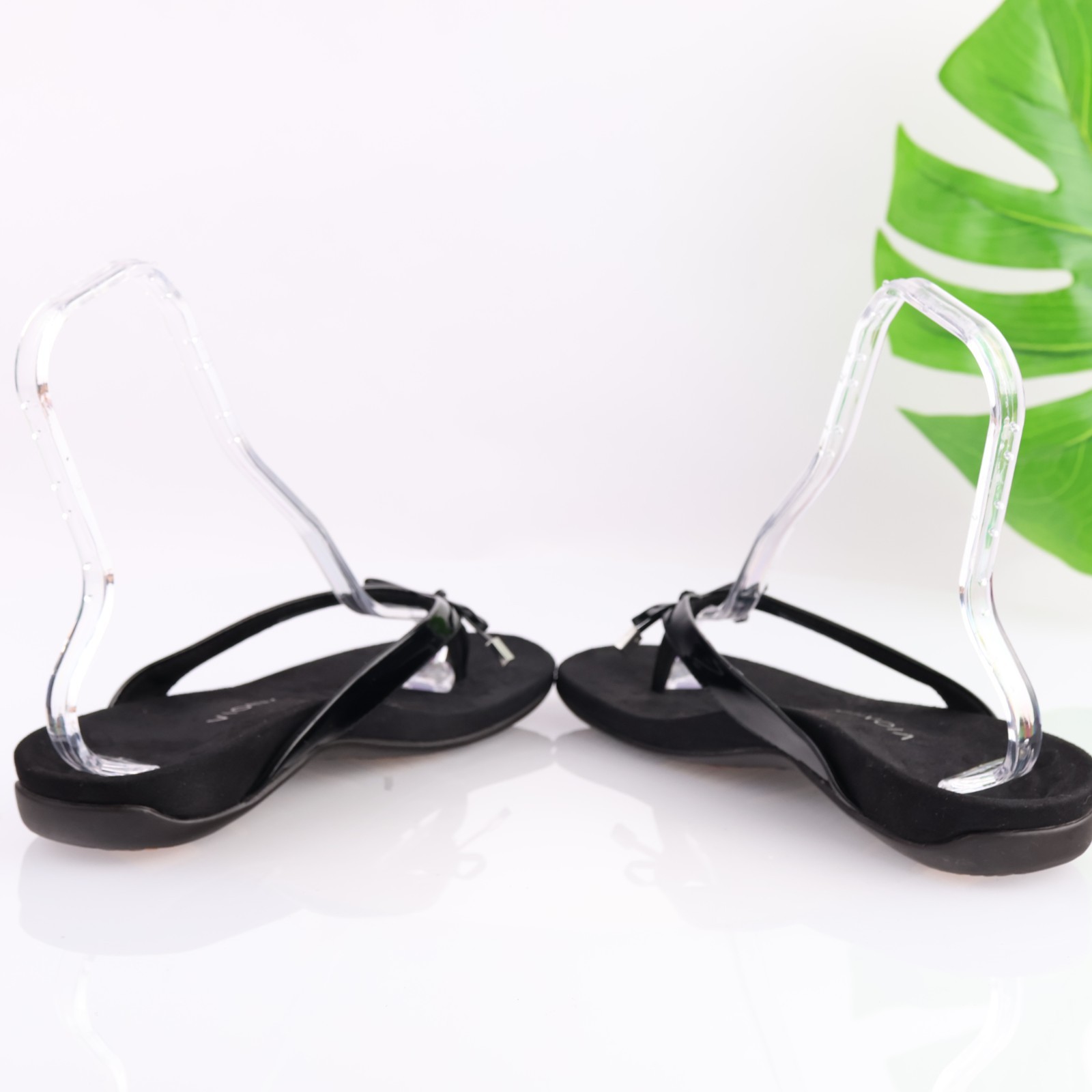Vionic Womens Bella II Sandal Size 11 Black Patent Thong Arch Support Slide Shoe