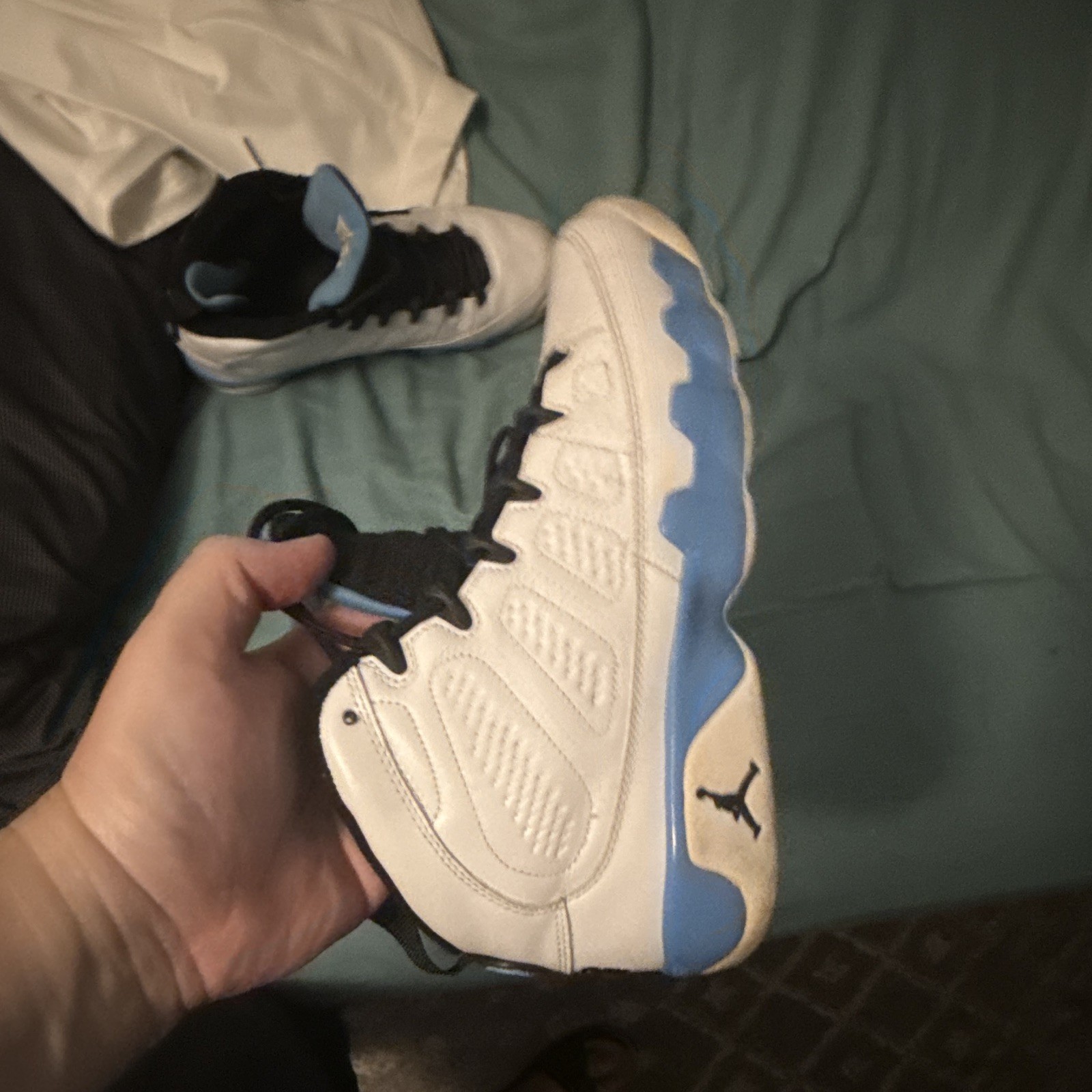 Jordan Air Jordan 9 Retro GS White/Blue/Black High Top Sneakers 6.5Y