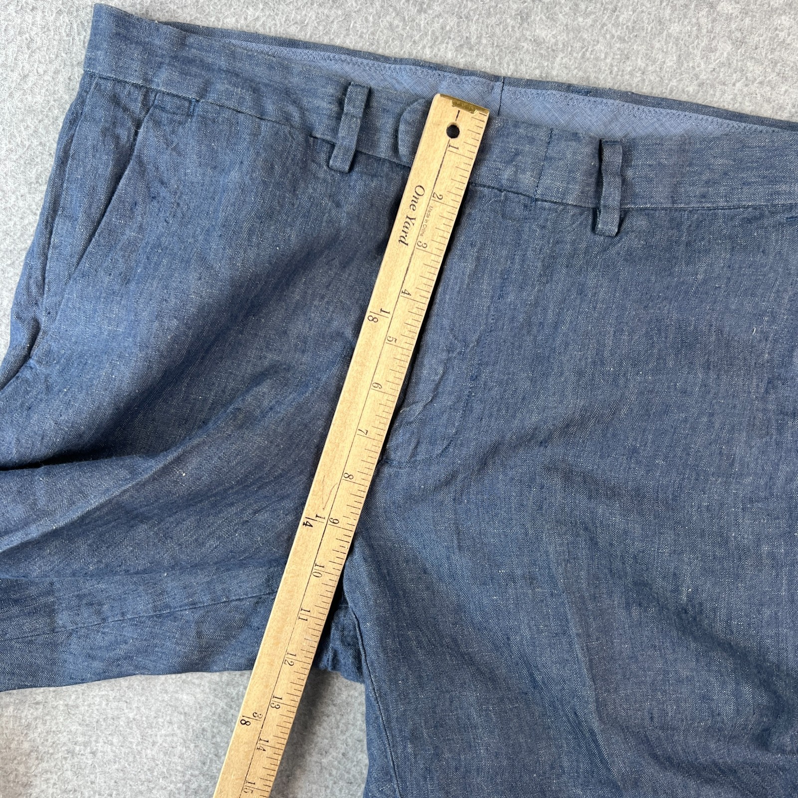 J Crew Bowery Slim Fit 100% Linen Mcnutt Pants 32×32 Mens Blue Lightweight