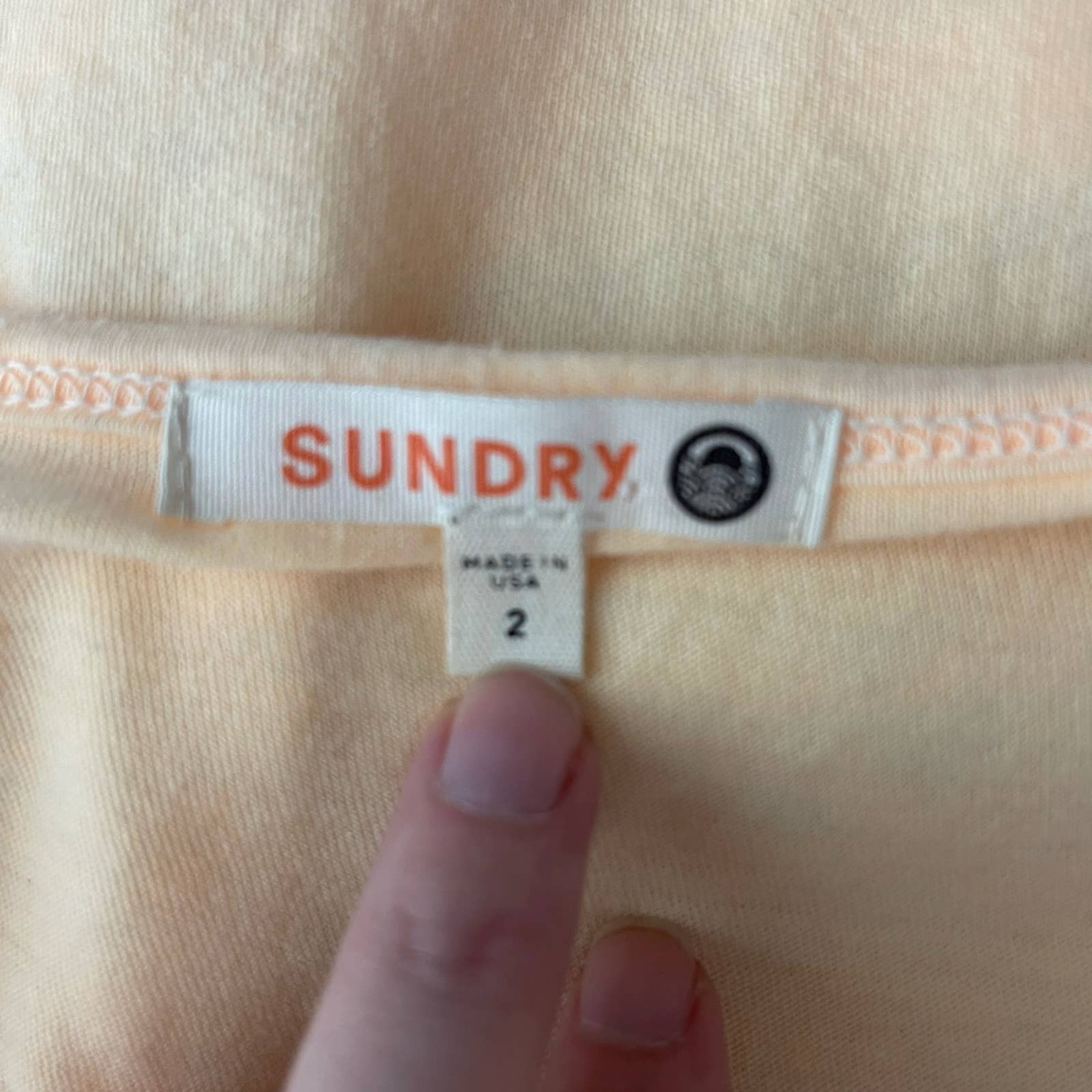 Sundry Peach Deep U Neck Short Sleeve T-Shirt NWT Women Size 2 Medium