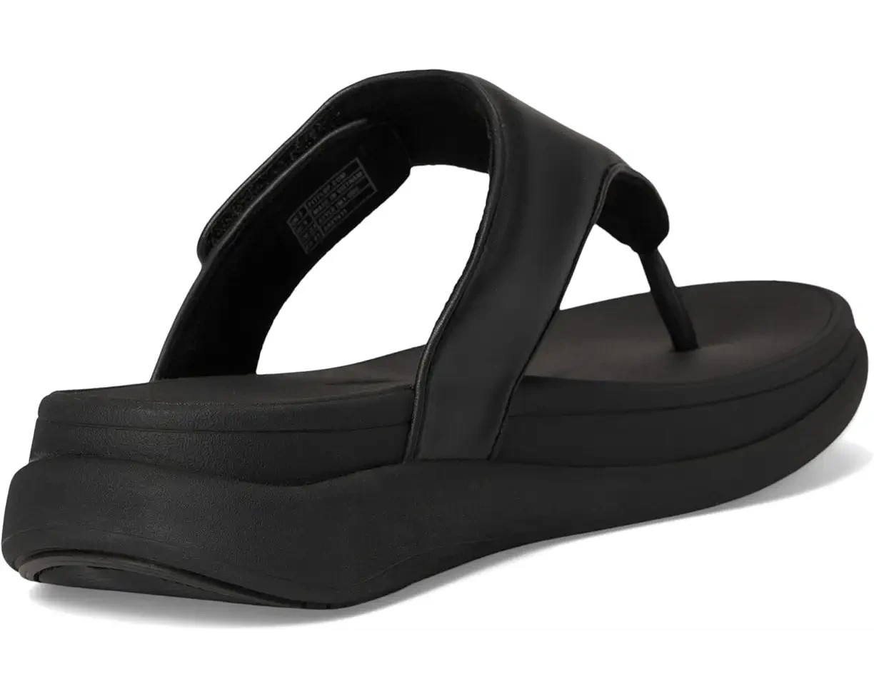 FitFlop F-mode Go Adjustable Flatform Toe Post Slides Sandal All Black Women 10M