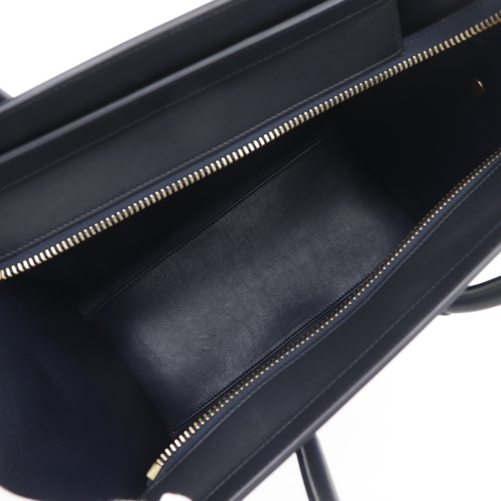 CELINE Luggage micro shopper Handbag 167793 By color Black / blue Calfskin…