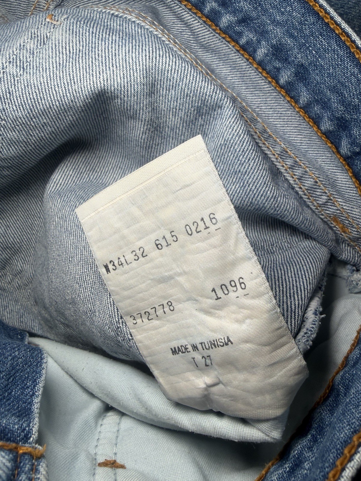 Vintage 90s Levis 615 Orange Tab Jeans W34 L32 Blue Straight Denim Made Tunisia