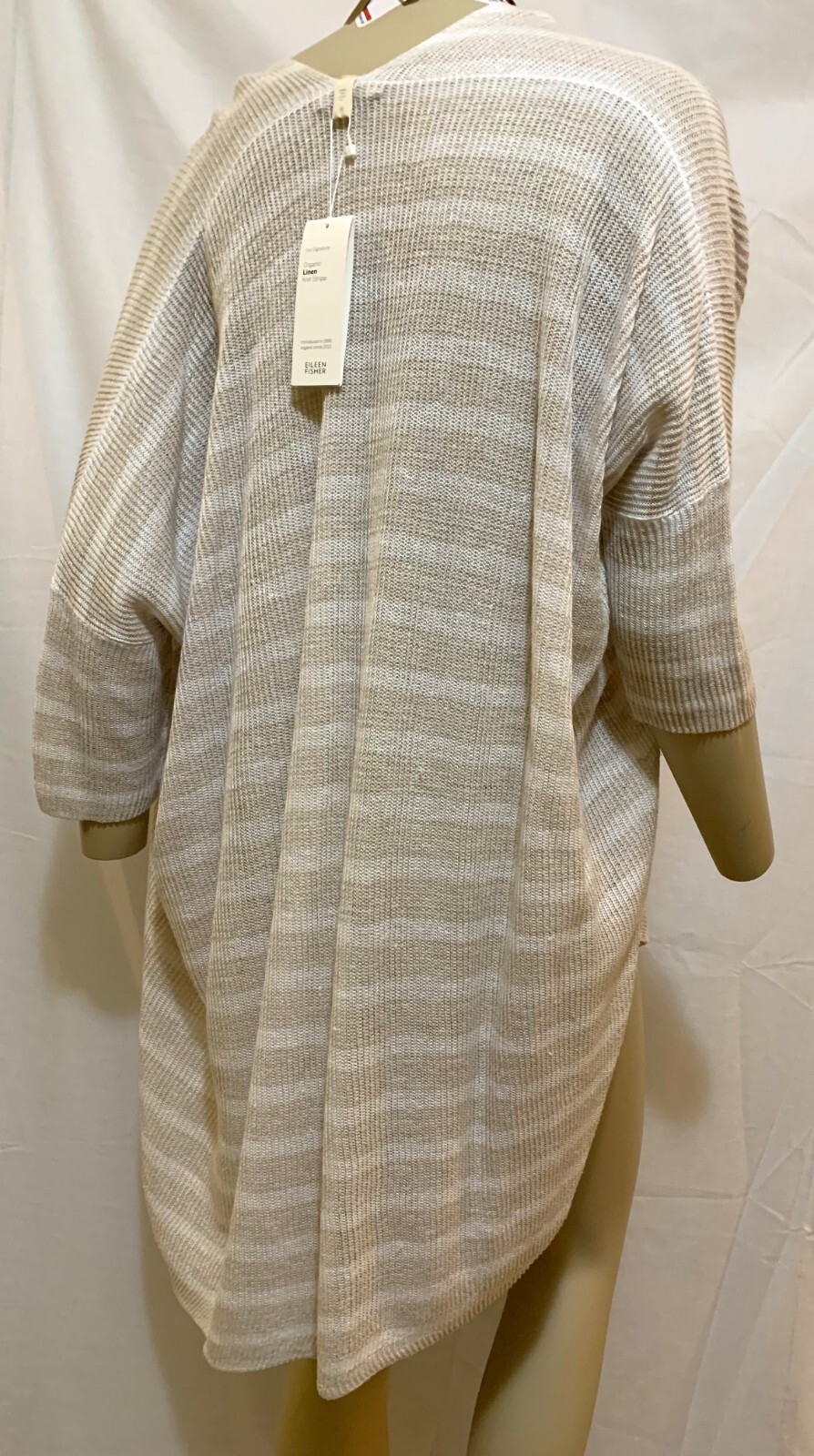 Eileen Fisher Natural Striped Organic Linen Oversized Cardigan XXS/XS, S/M, L/XL
