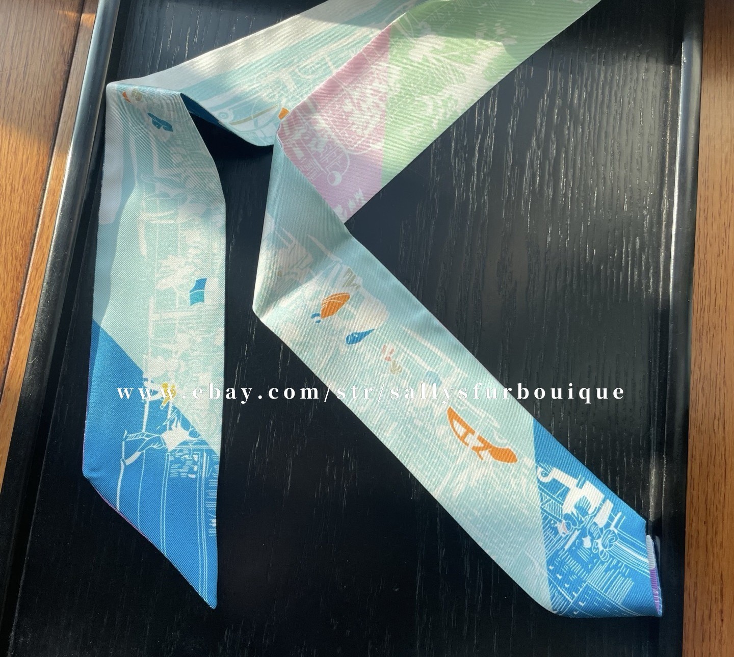 Quality 18 Momme Twill Silk Scarf Ribbon Street Print Necktie Headband 33″*2″