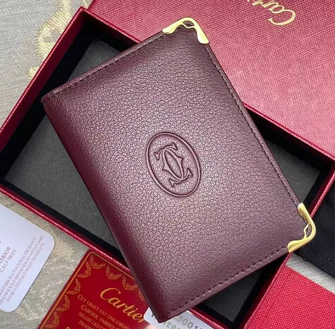 Cartier Must de Cartier Red Calfskin Leather Card Holder 4CC Luxury Wallet – NIB