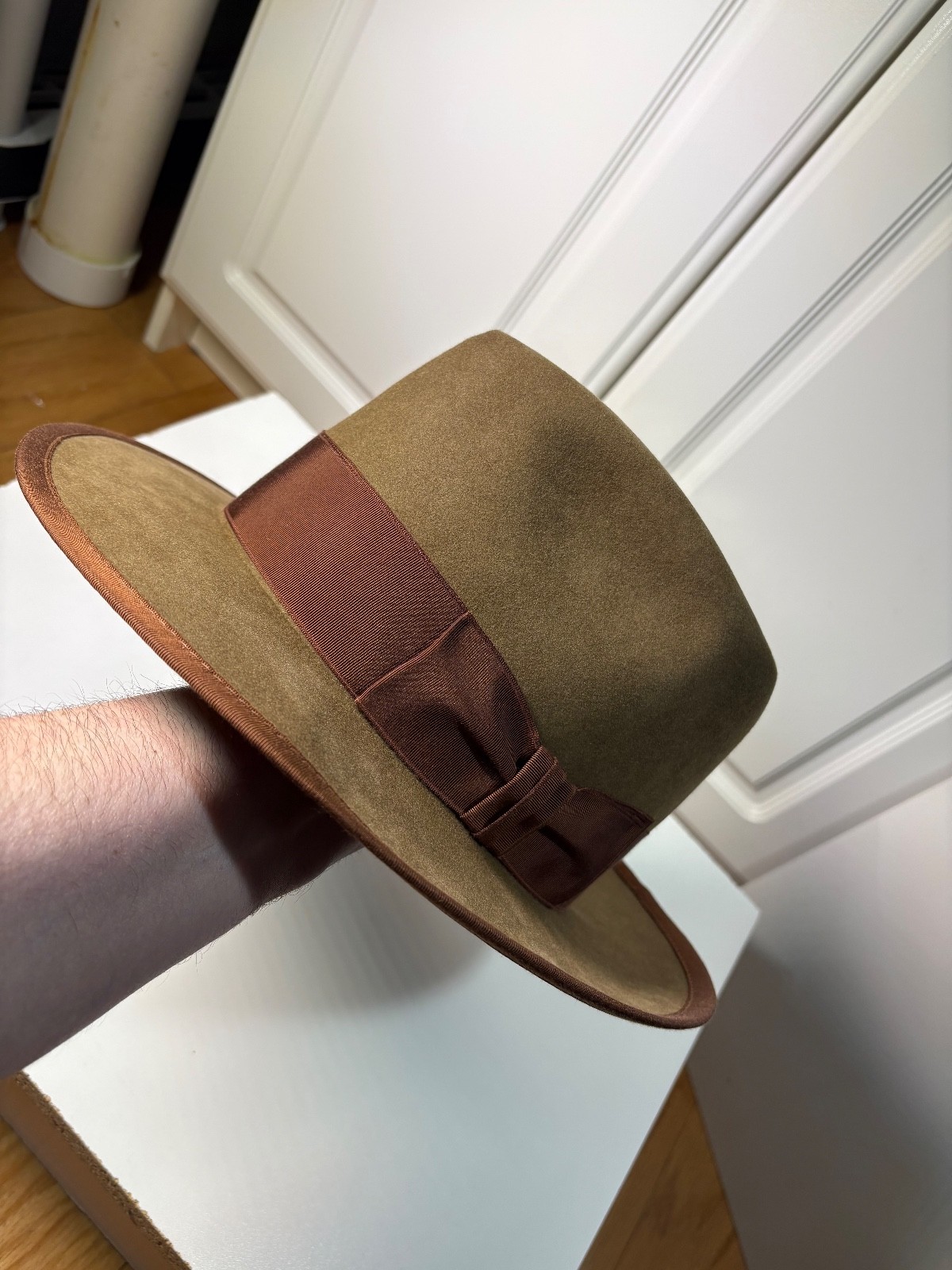 Gannon Hat Co Fedora, Whiskey, 7 1/4, Stetson, Pure Beaver Whippet Vintage Style