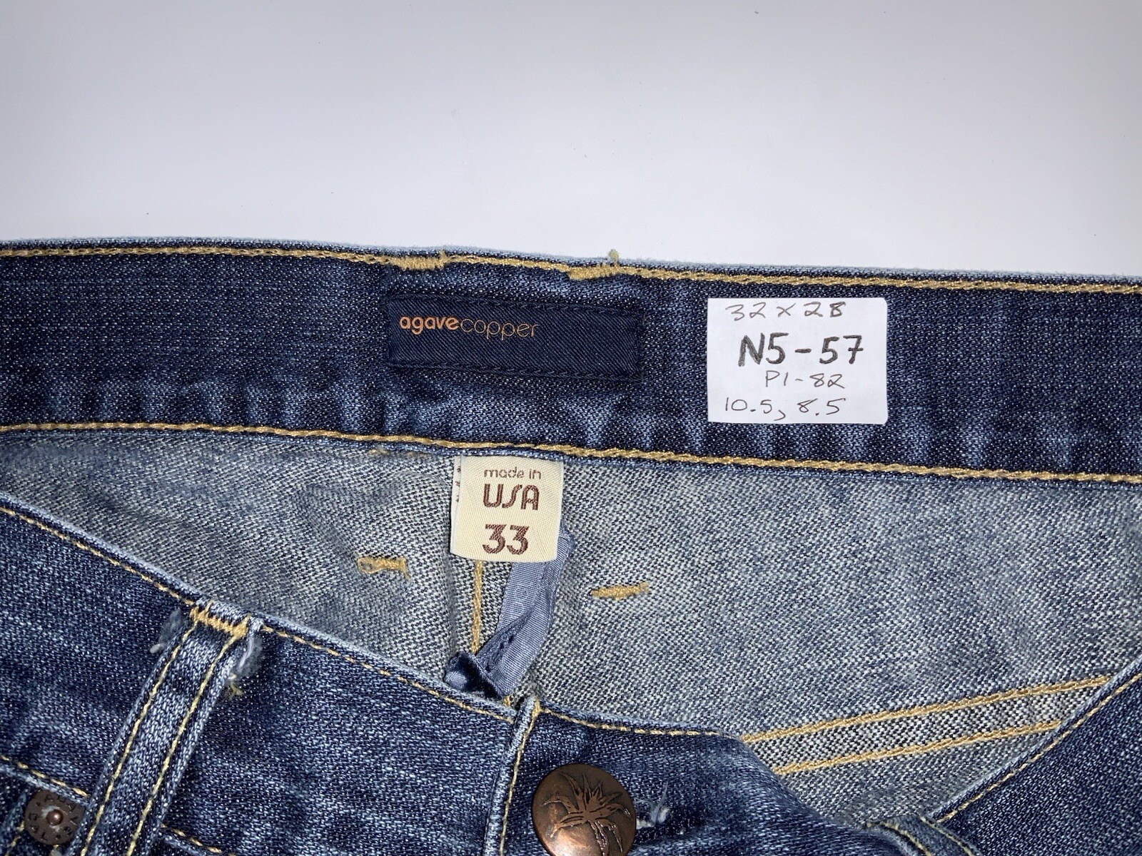 Agave Copper Waterman Jeans Men 32×28 Blue Dark Relaxed Straight USA YGI N5-57