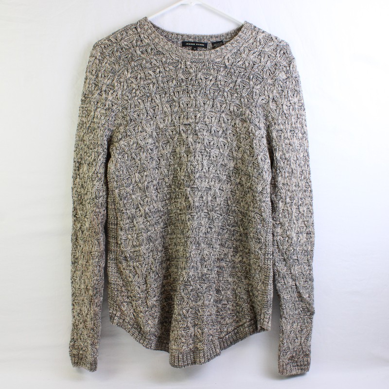 Jeanne Pierre Beige and Gray Marled Knit Cotton Sweater Women’s Size Medium