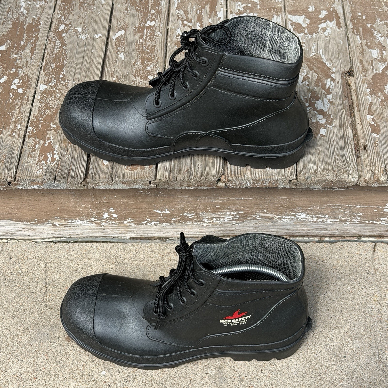 MCR Safety Work Boots Men’s Size 9 Black Rubber Lace Up Waterproof ASTM F2413-18