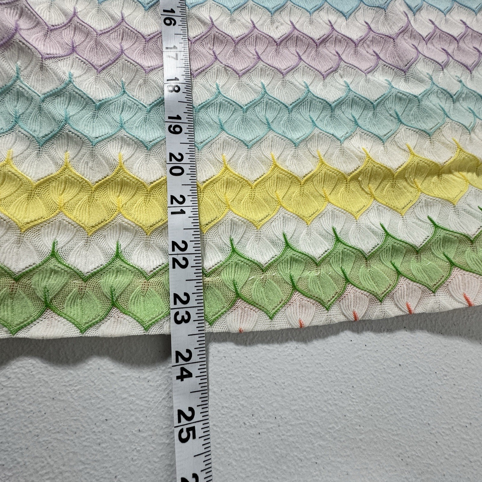 Vintage Pastel Chevron Open Knit Sleeveless Top Womens L Mod 70s Retro Mermaid