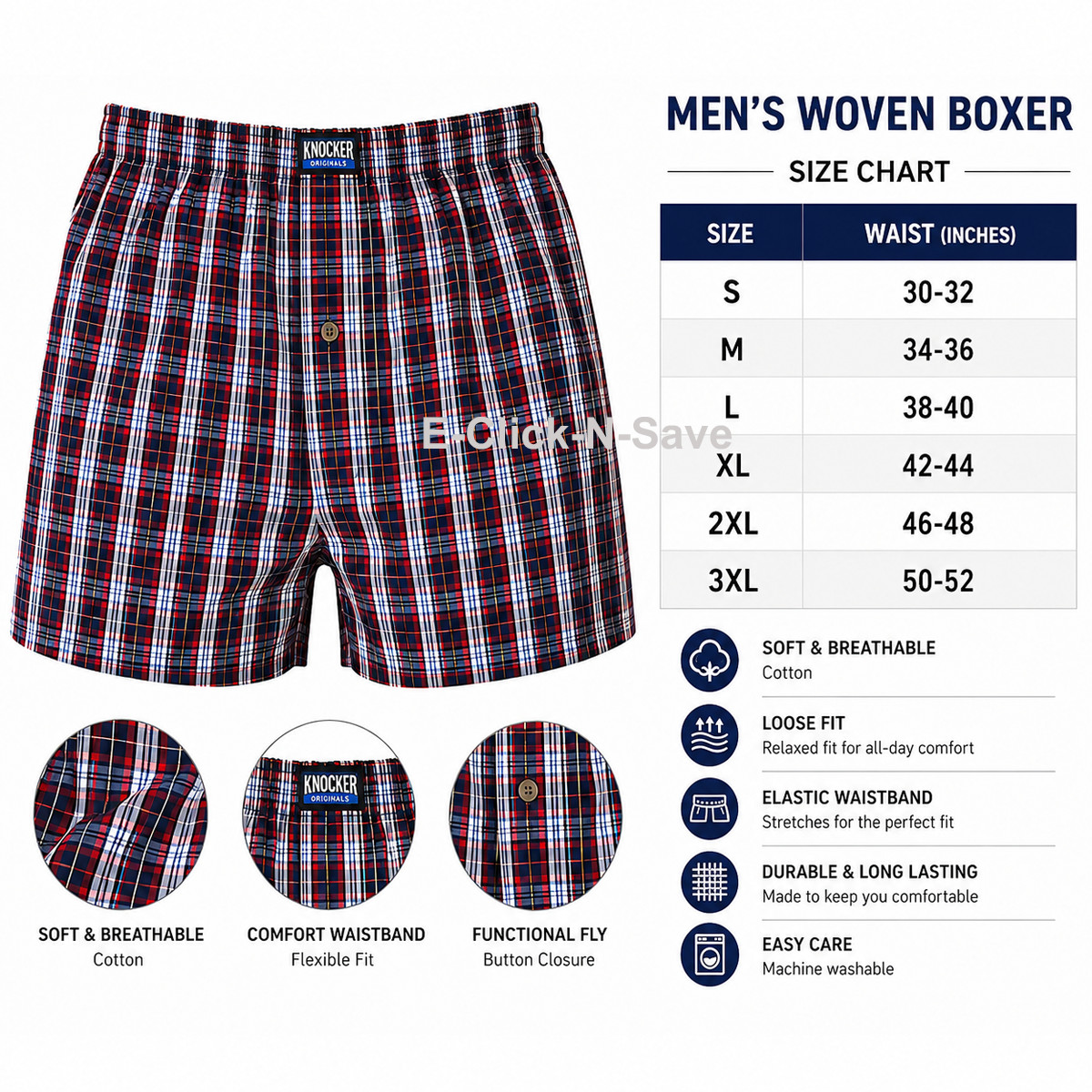 3 6 12 Boxers Men Knocker Boxer Trunk Plaid Checker Shorts Underwear Lot Cotton