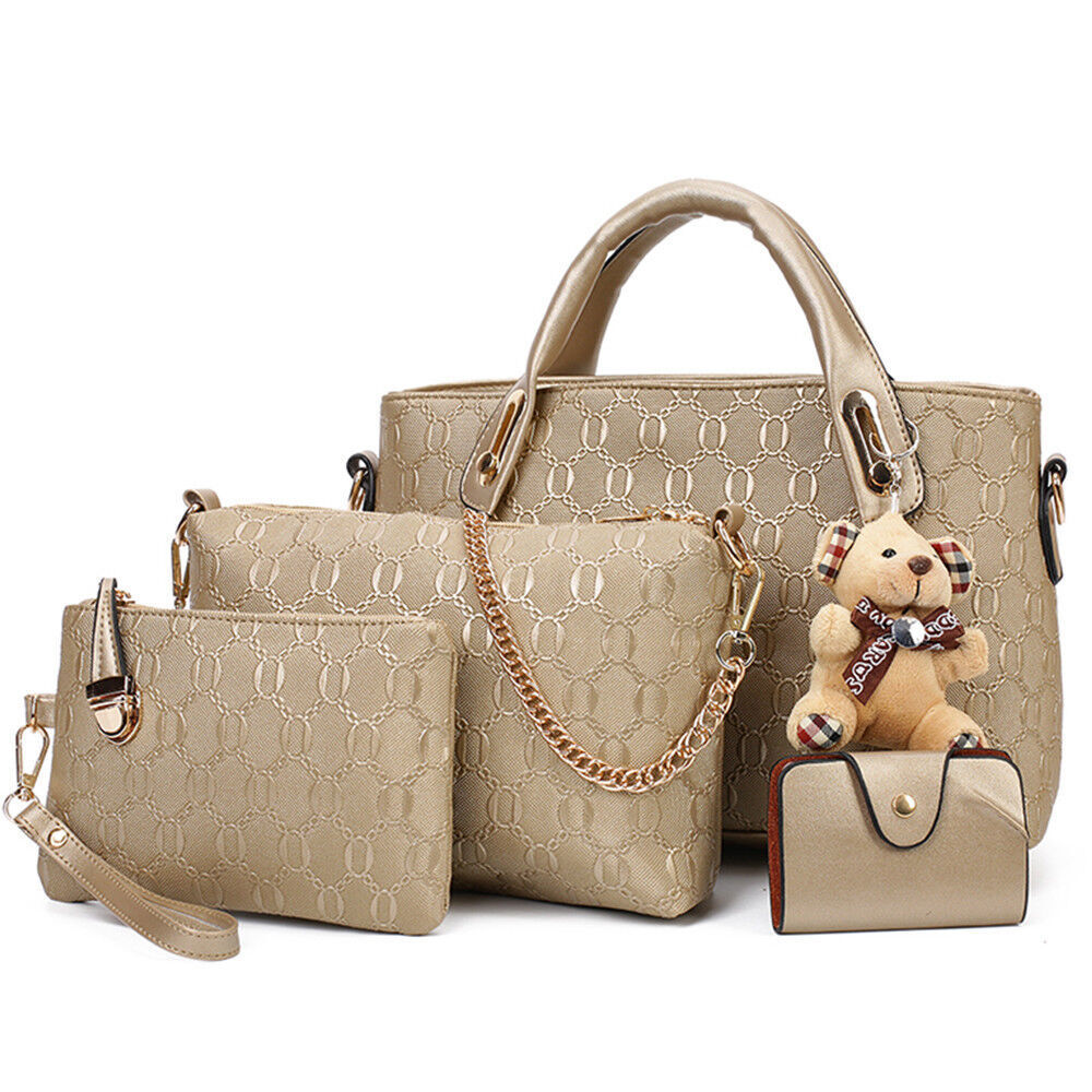 4Pcs/Set Women Lady Leather Handbags Messenger Shoulder Bags Tote Satchel Purse