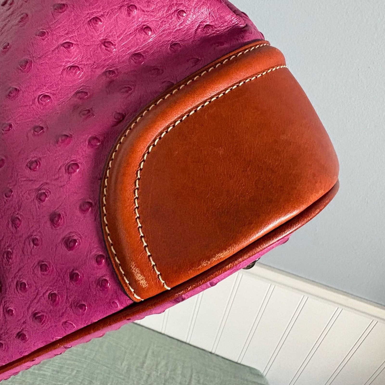 Dooney & Bourke Ostrich Embossed Leather Hobo Shoulder Bag in Fuchsia