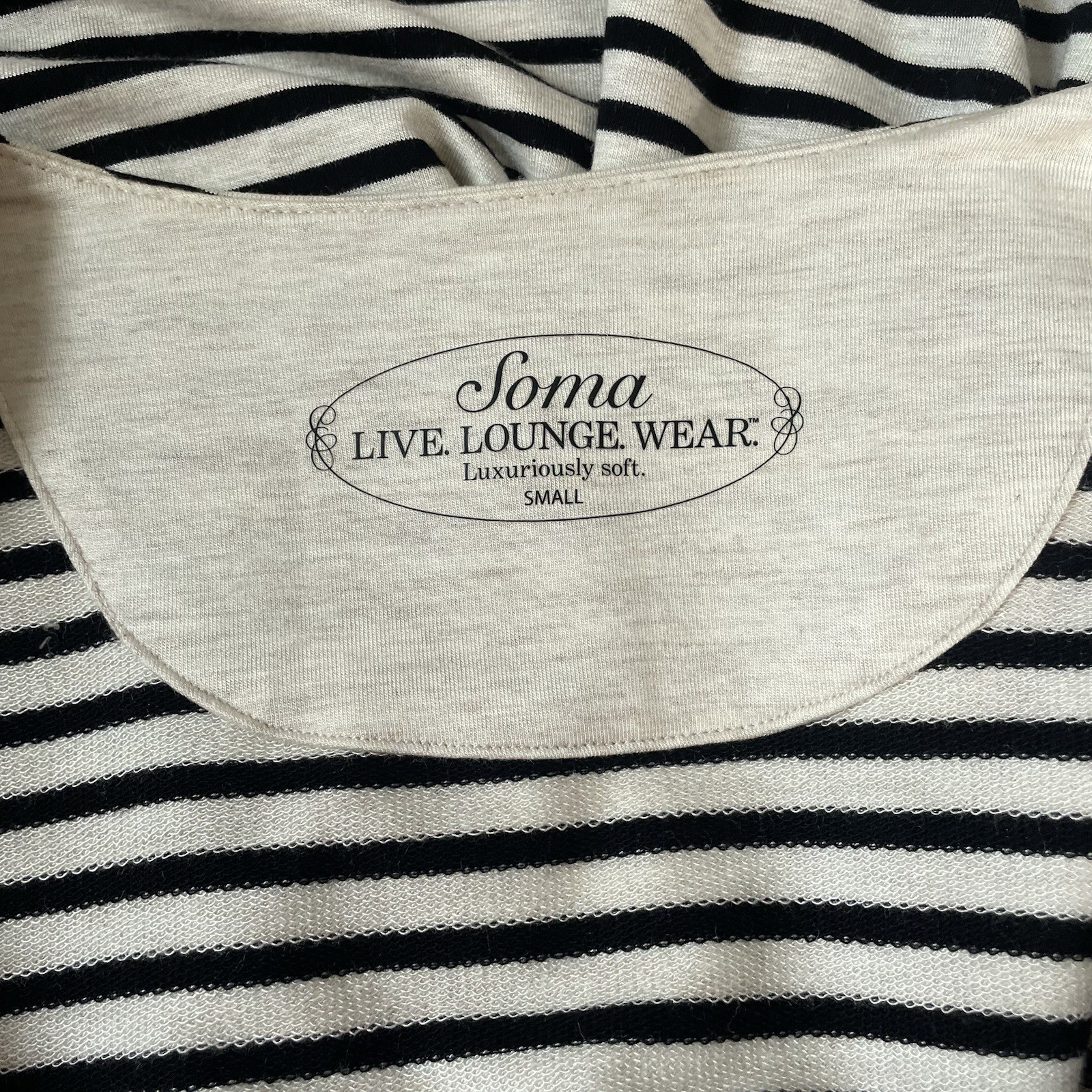 Soma Divine Terry Drape Front Wrap Coastal Stripe Heather Women’s Small