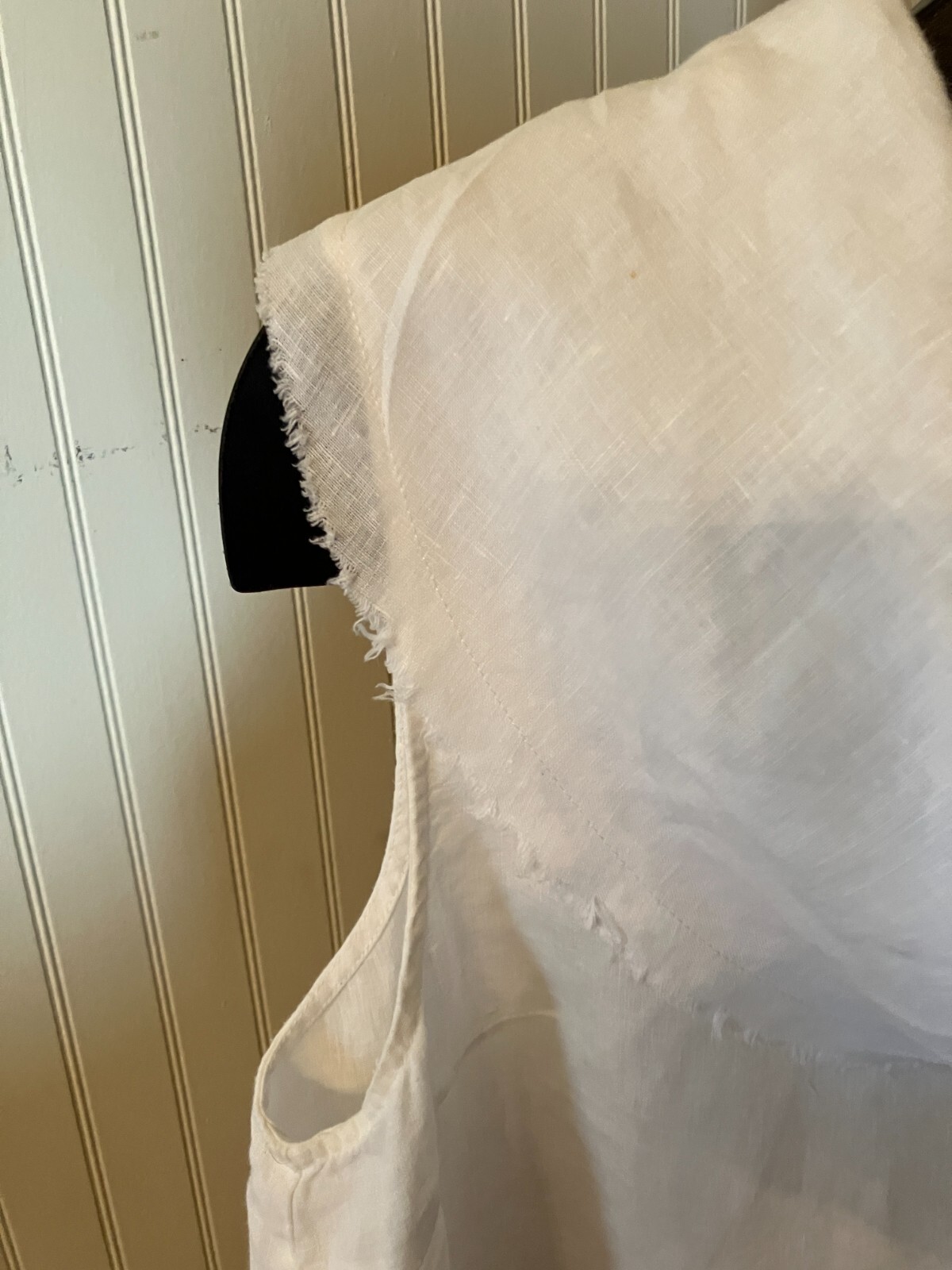 aiden lane ~White~Raw Edges~Hilo Hem~Beachy~Coastal Vibe~Resort Wear~Blouse~XL?