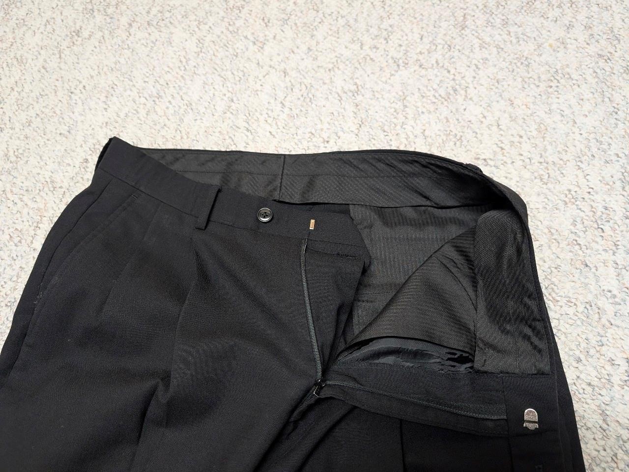 1990s vintage 2PC SUIT double breasted 40L 34×34 black WOOL lightweight
