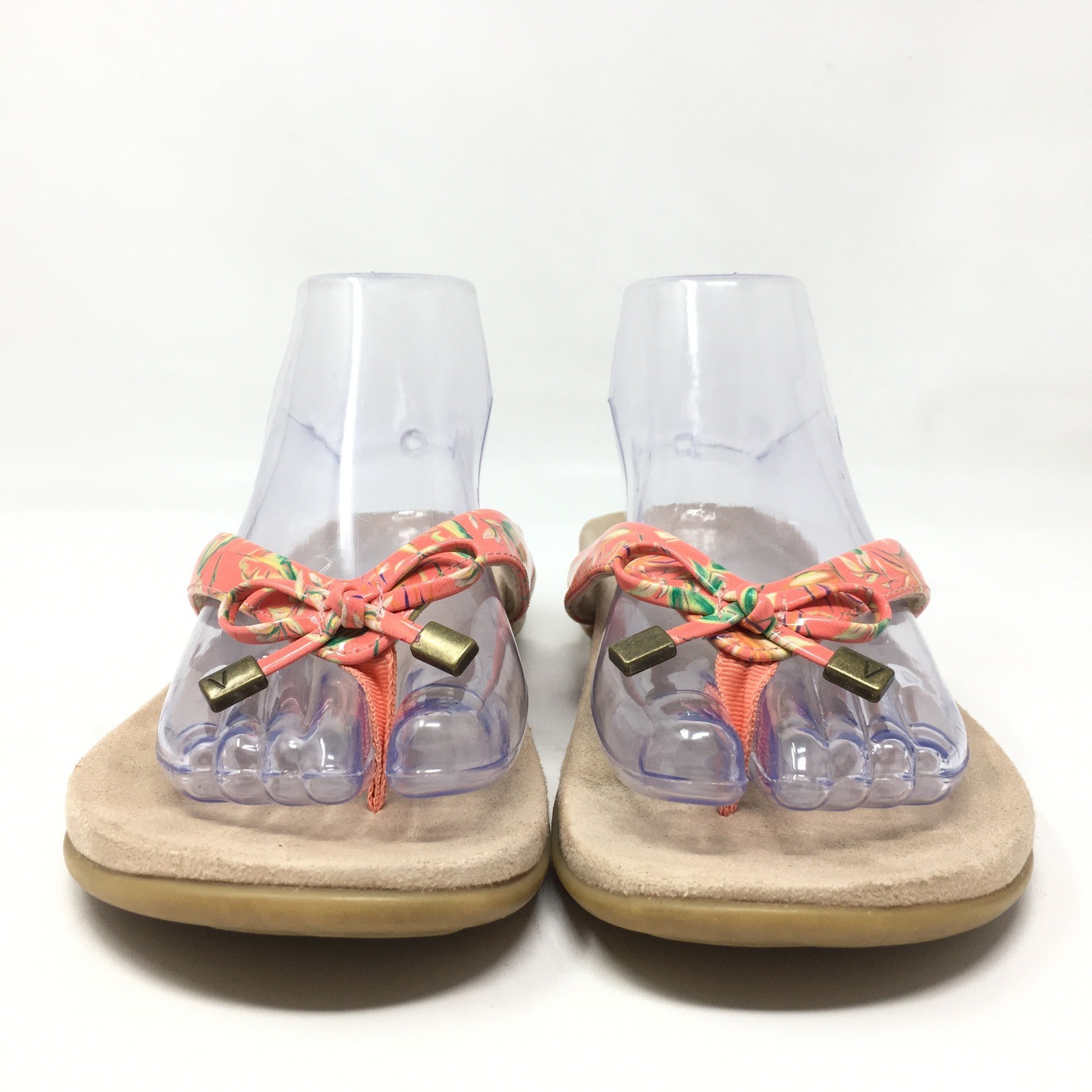 Vionic Bella II Flip Flops Sandals Shoes Womens Size 7 Pink Green Floral Ortho