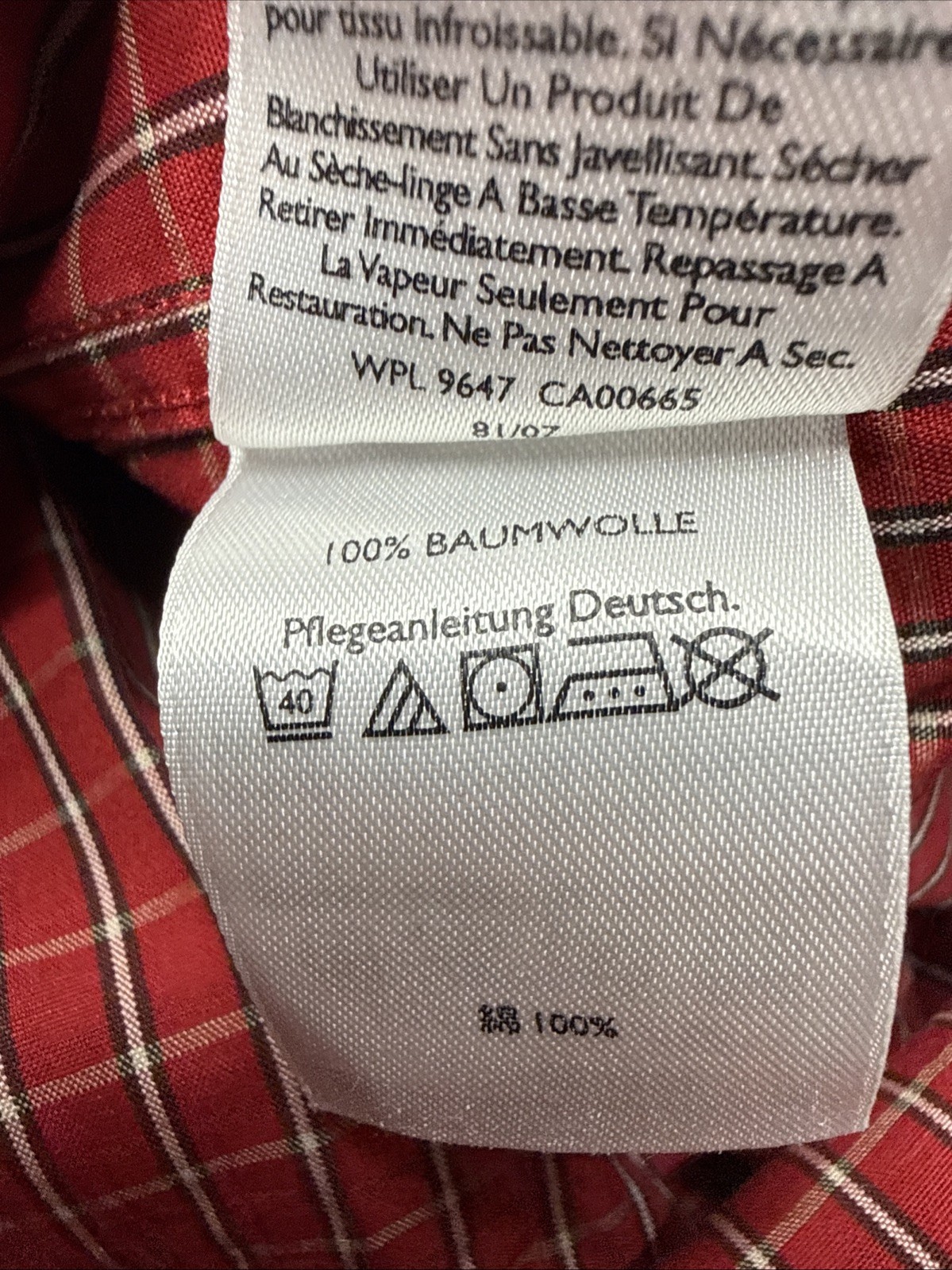 Eddie Bauer Mens Sz L Tall Red Plaid Button Down 100% Baumwolle Cotton LS Shirt