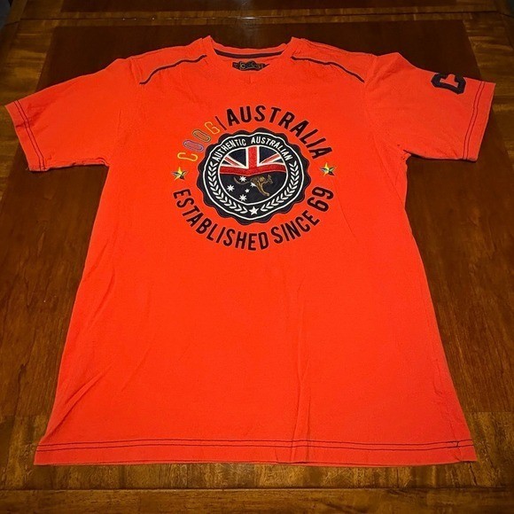 Coogi Australia Graphic Tee Red Embroidered Logo Vintage Style L