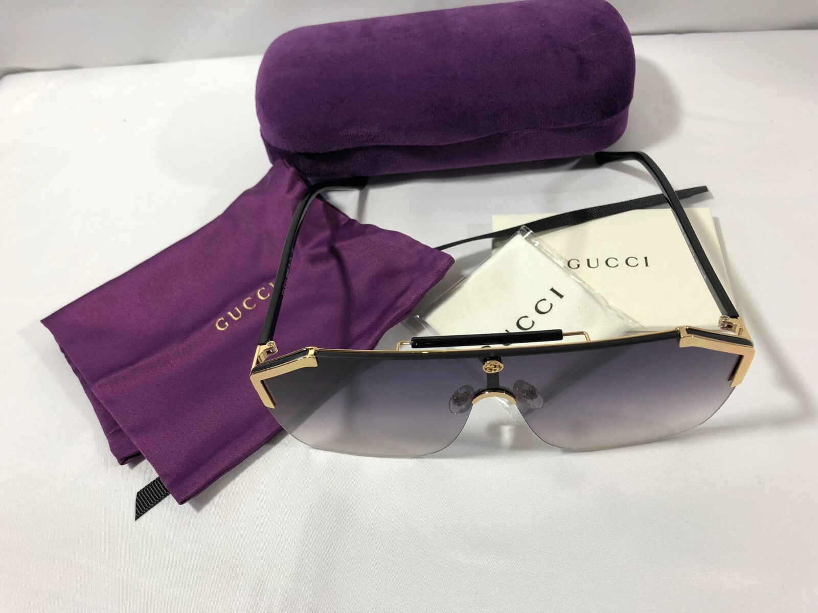 Authentic New Gucci GG0291S Gold / Grey Lens Shield Sunglasses 100% UV