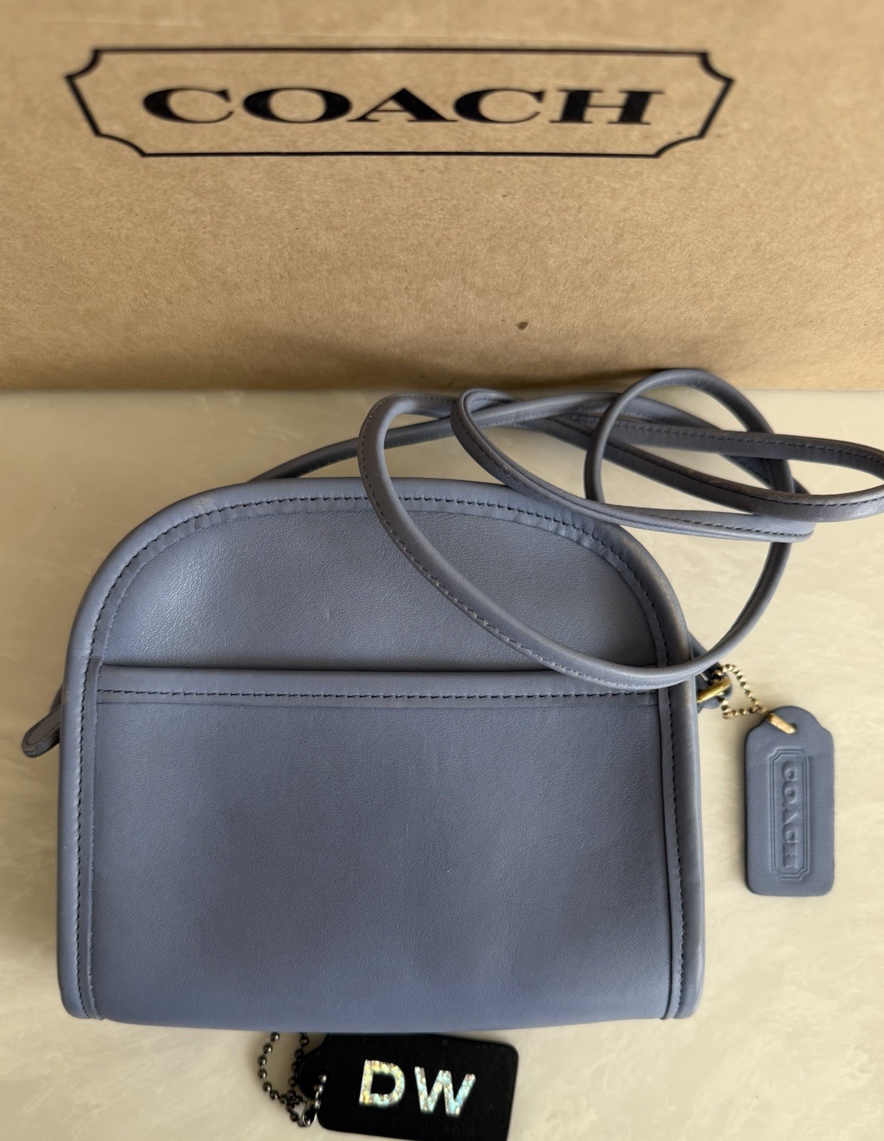 COACH VINTAGE PERIWINKLE BLUE ABBIE ZIP CROSSBODY BAG USA 9017 90’S