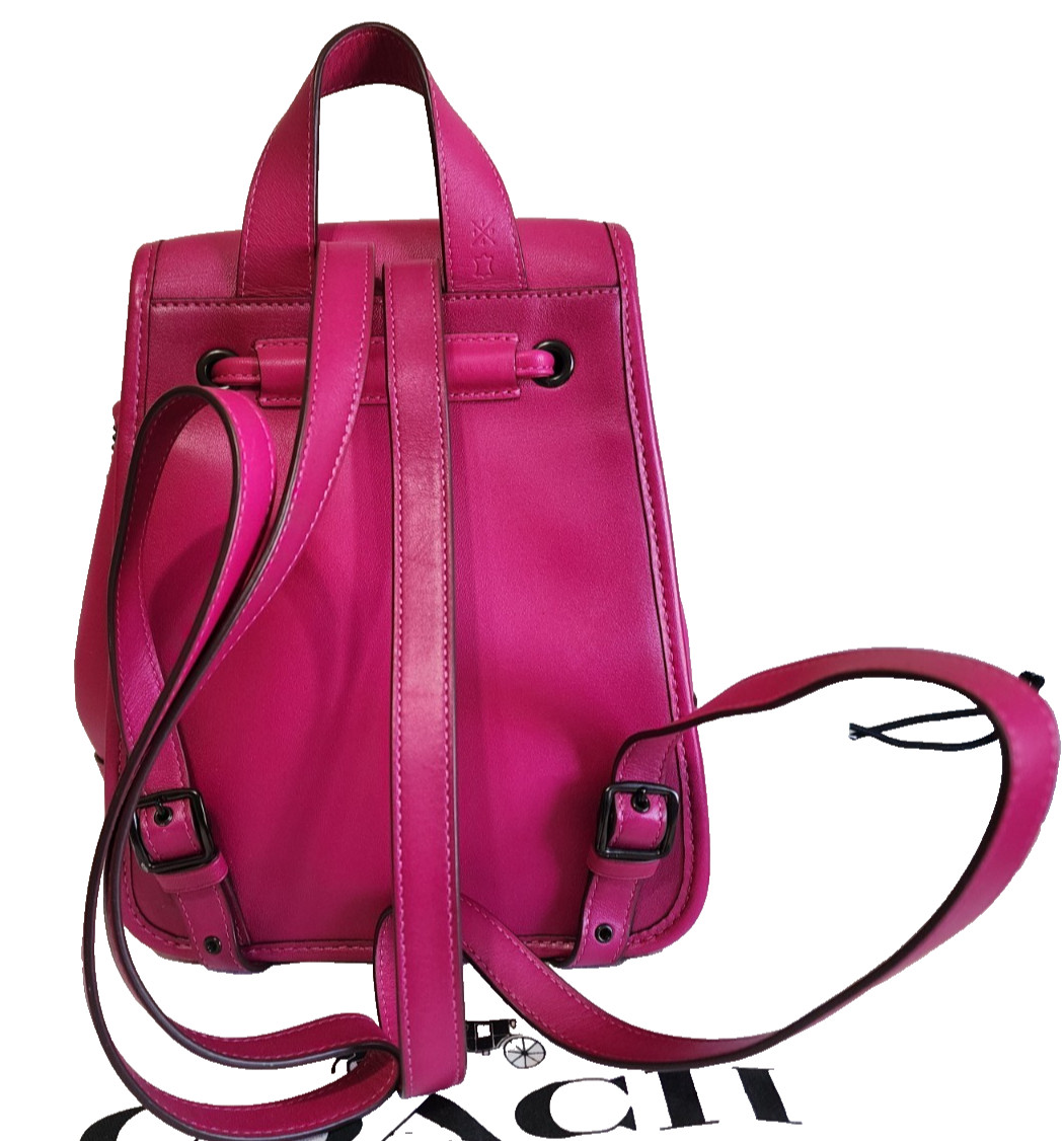 Coach Originals Mini Turn Lock Backpack Cerise (Fuchsia Pink) Leather Style 3334