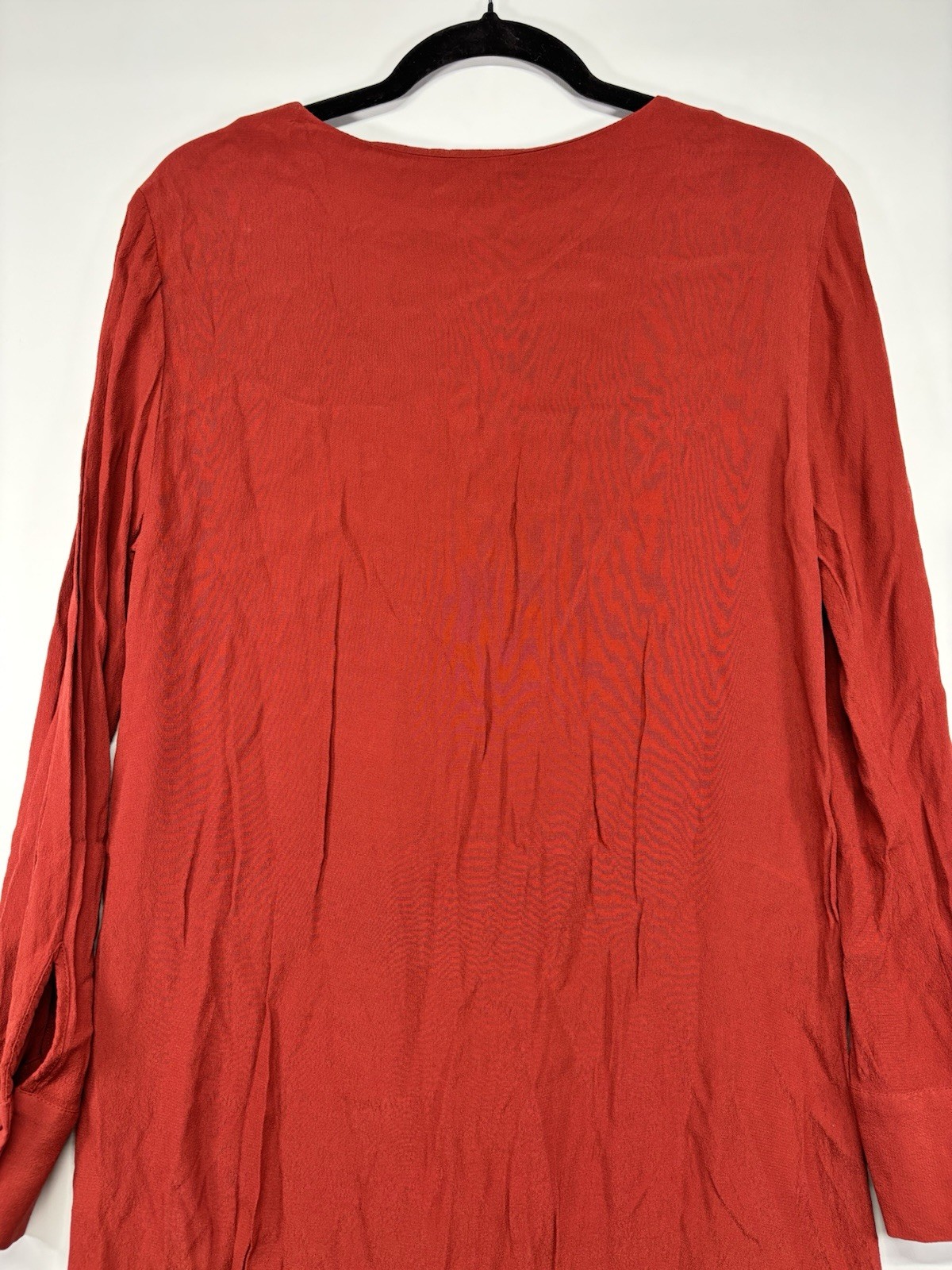 Madewell Red V-Neck Button Front Long Sleeve Shift Short Dress Viscose M
