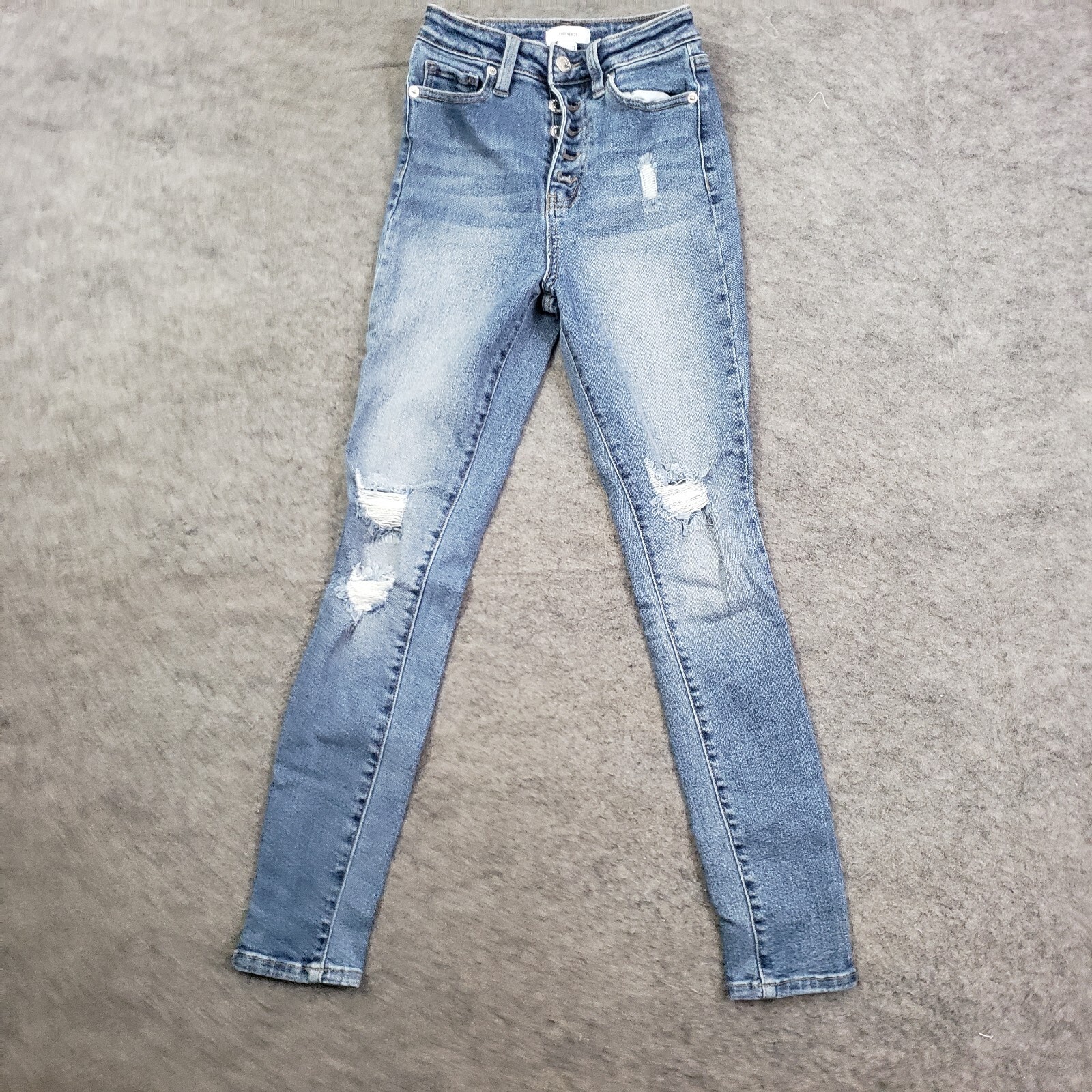 Forever 21 Jeans Womens 24 Jegging Skinny High Rise Medium Wash Pants Blue 22×26