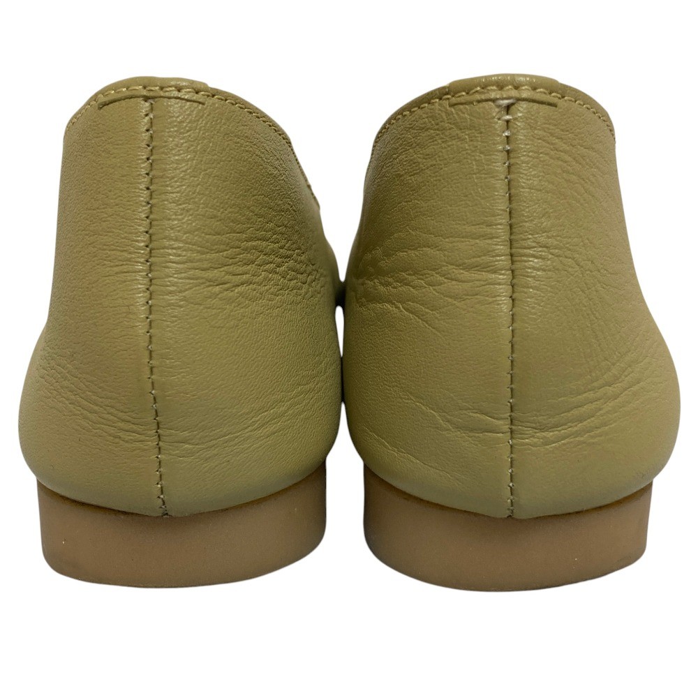 Recipe V-cut square soft leather flat shoes, 9.1″” in yellow-green. Women USED