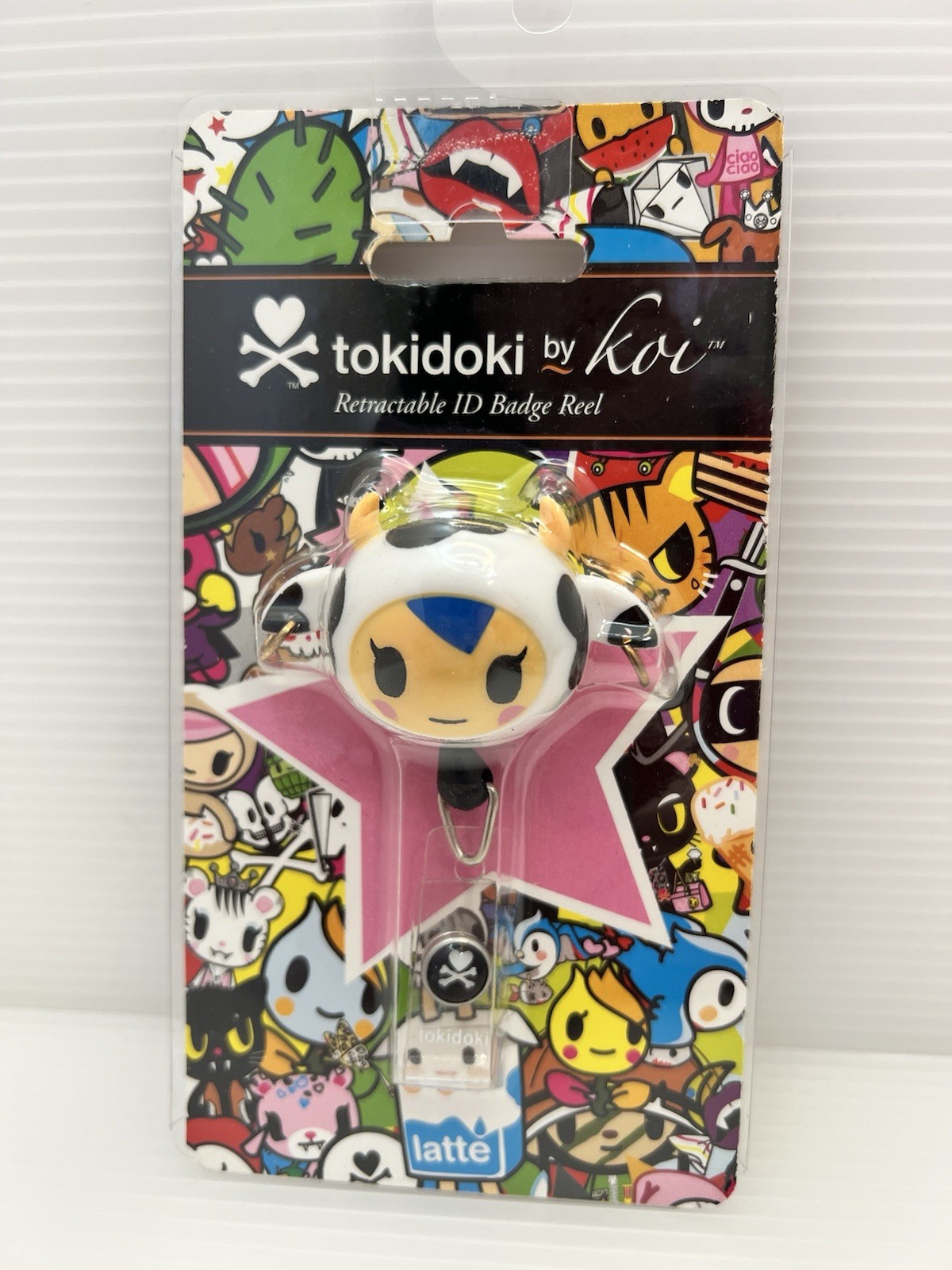 Cute Tokidoki By koi ID Badge Clip Reel Mozzarella Cow New Old Stock Kawaii