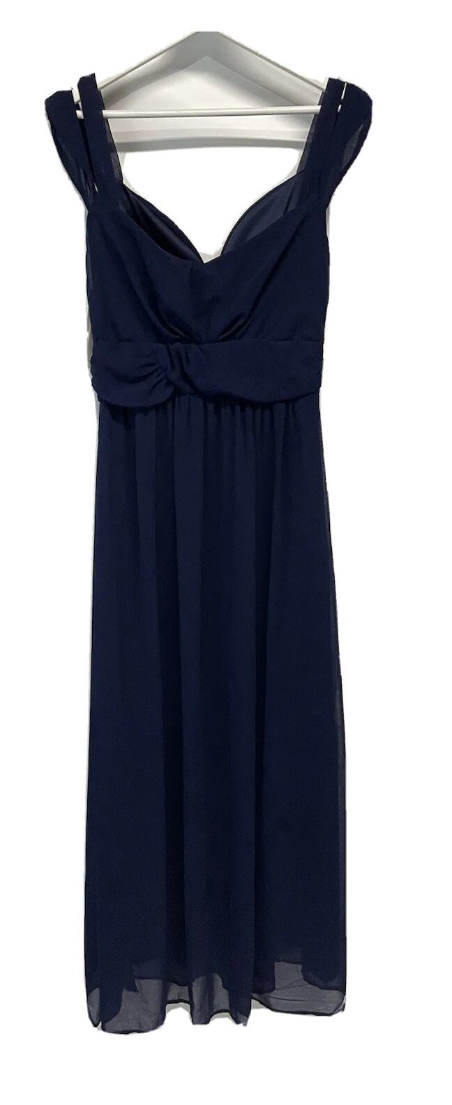 Haoduoyi Navy Blue Chiffon Maxi Dress Gown Deep Slit NEW M
