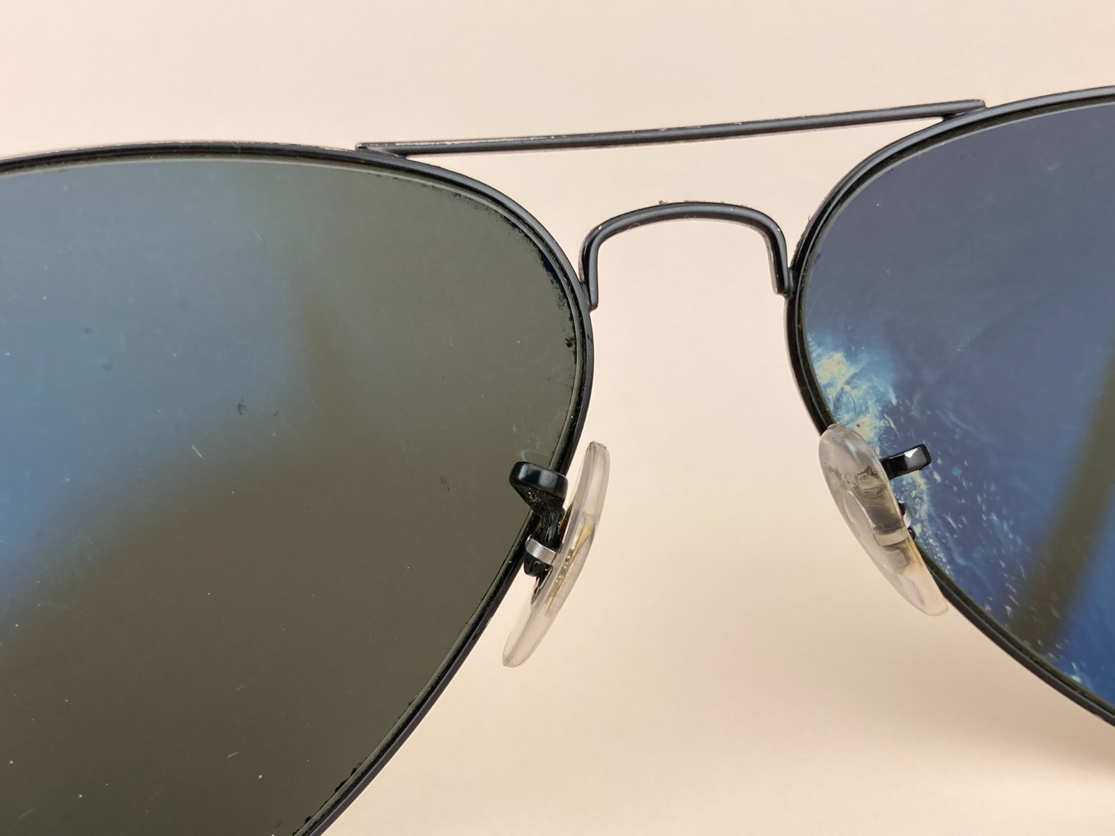Ray Ban Sunglasses Black Aviators 59-15-125mm Gray Vintage Lenses SEE*