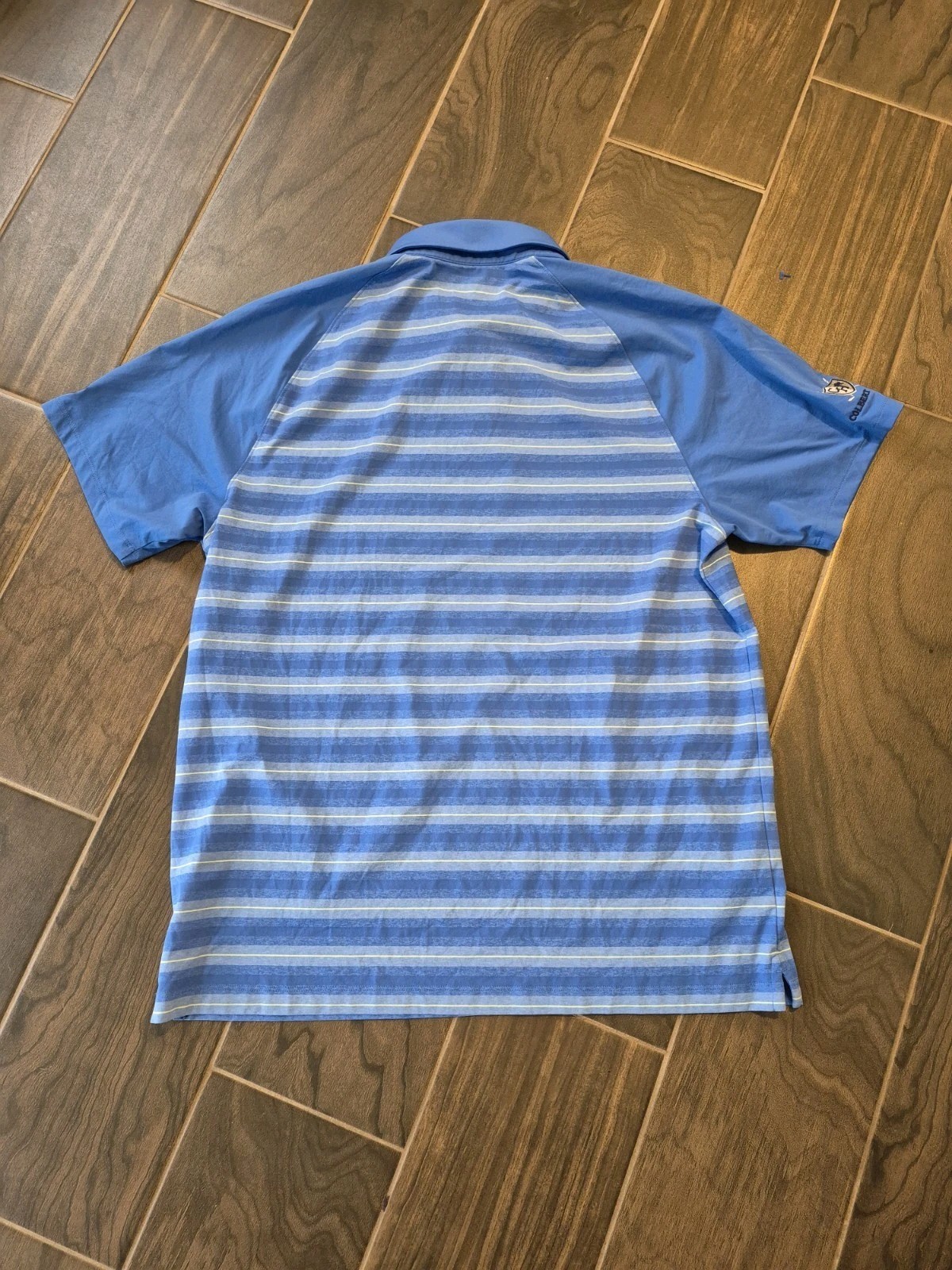 Under Armour Polo Shirt Men’s Blue Striped Button Golf Size Large Colbert Hills