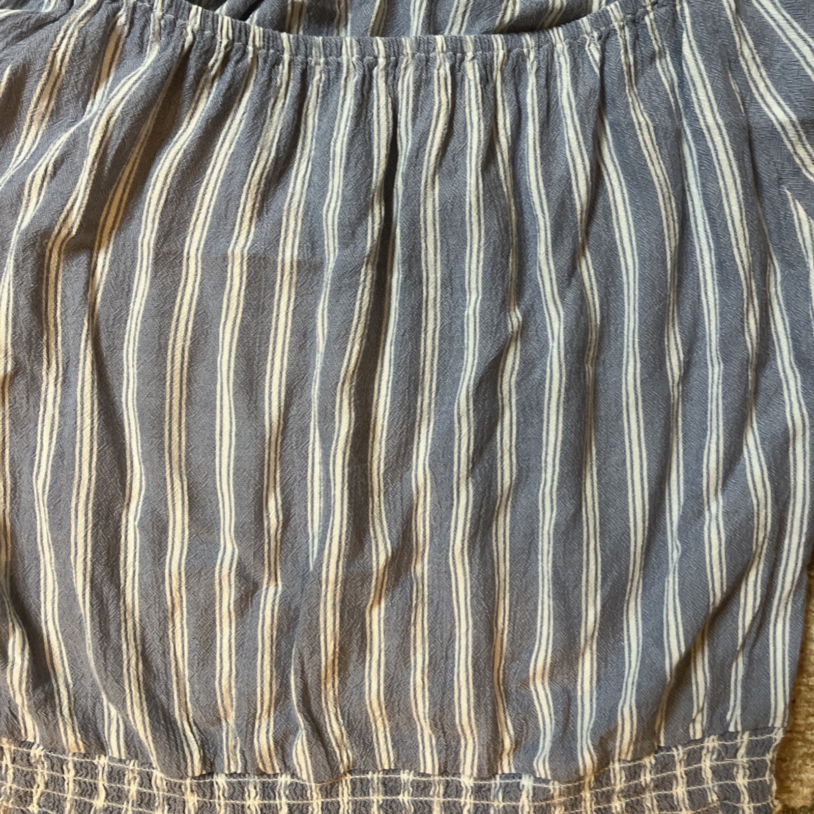 Hollister Cute Off The Shoulder Tee Women’s Blue Striped Cotton M