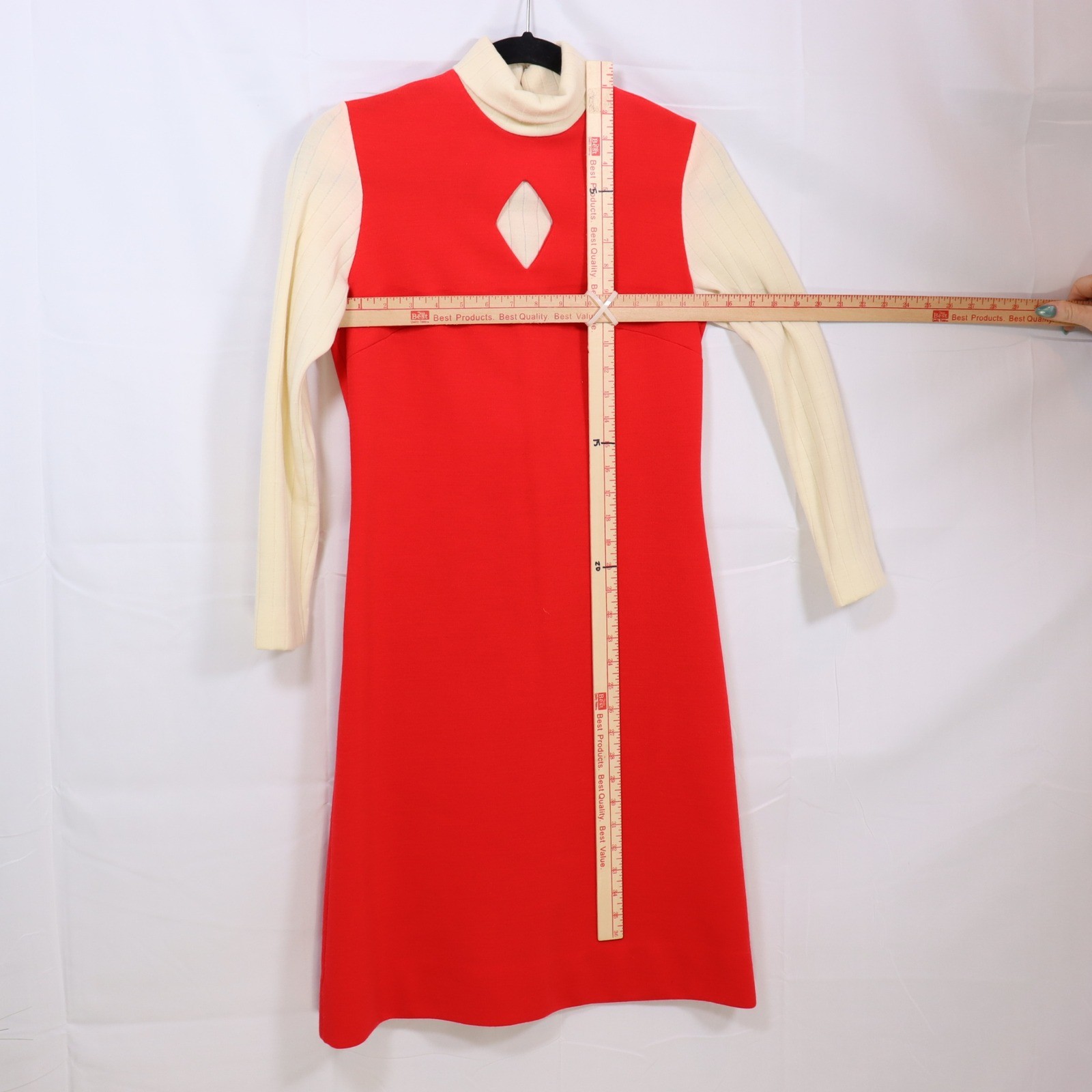 Bleeker Street Shift Dress S Red Womens Keyhole Turtleneck Vintage 60s
