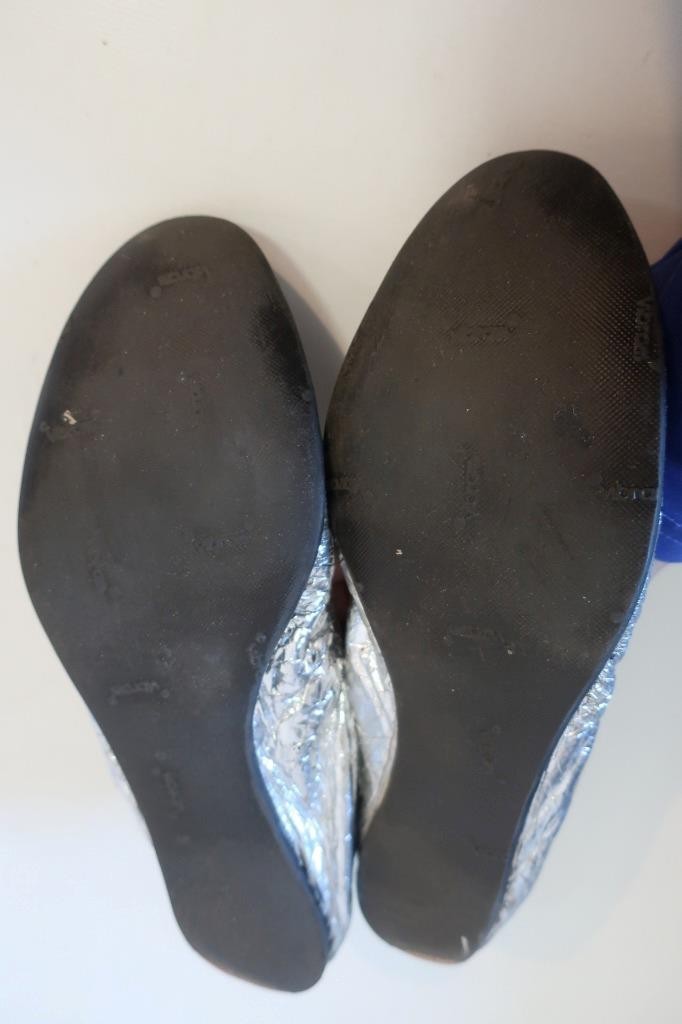 Womens Lanvin Metallic Silver Leather Ballet Flats 40 1/2 /US 10.5
