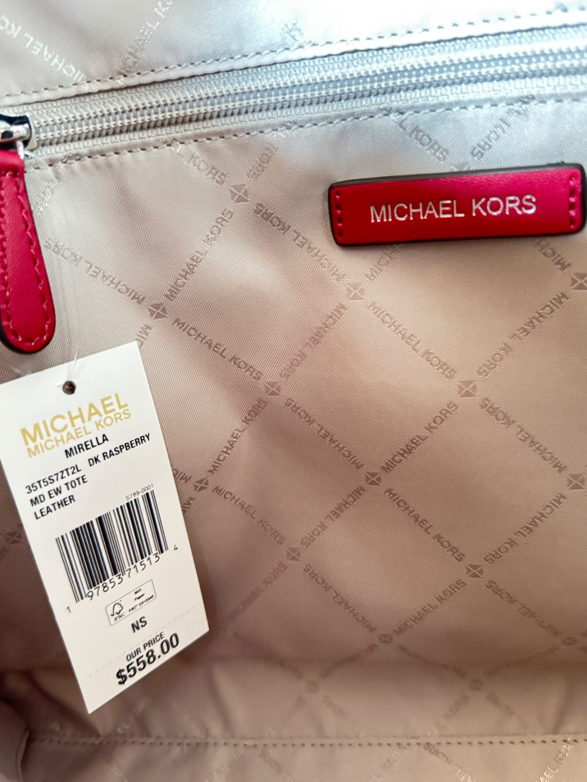 Michael Kors Mirella Medium East West Tote Satchel Shoulder Bag Dark Raspberry