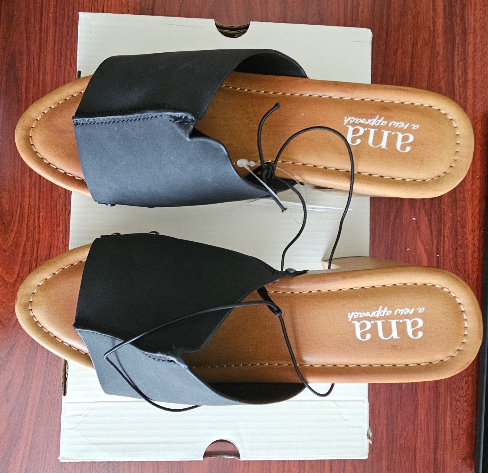 a.n.a Elissa Black Slide Sandals Women’s Size 7M Block Heel Clog Mule NWT