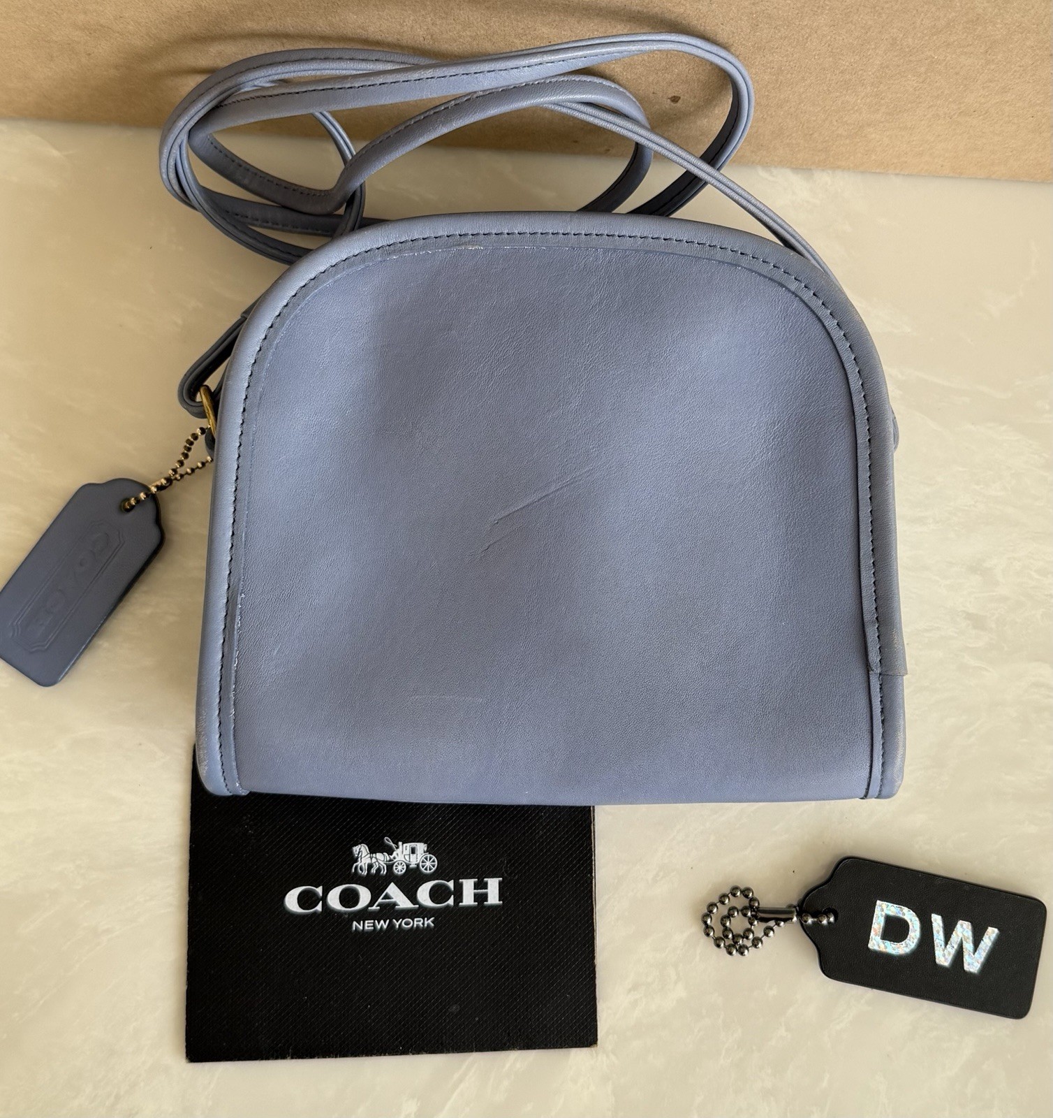 COACH VINTAGE PERIWINKLE BLUE ABBIE ZIP CROSSBODY BAG USA 9017 90’S